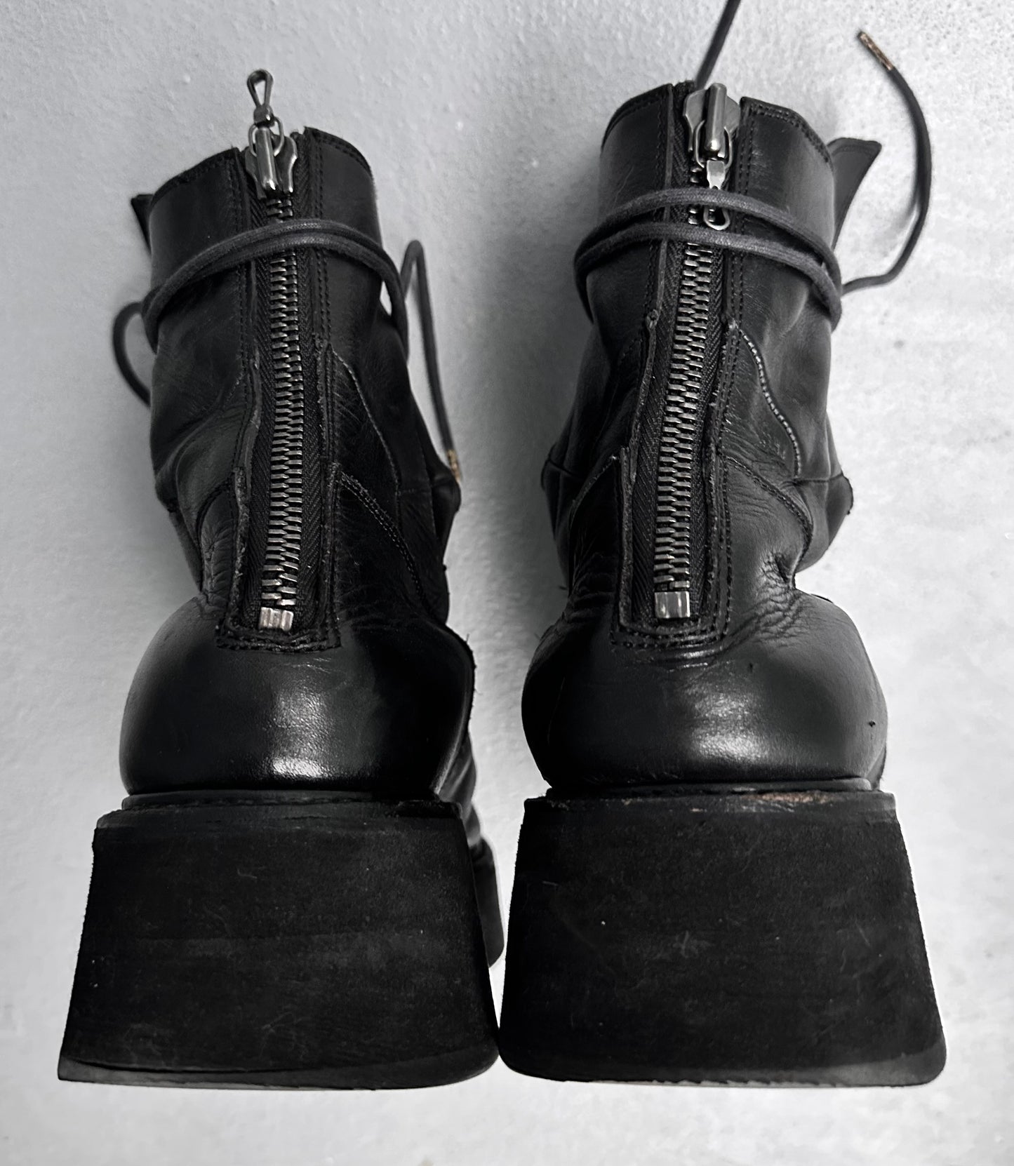 Julius_7 AW21 Black Leather “Edge” Platform Combat Boots