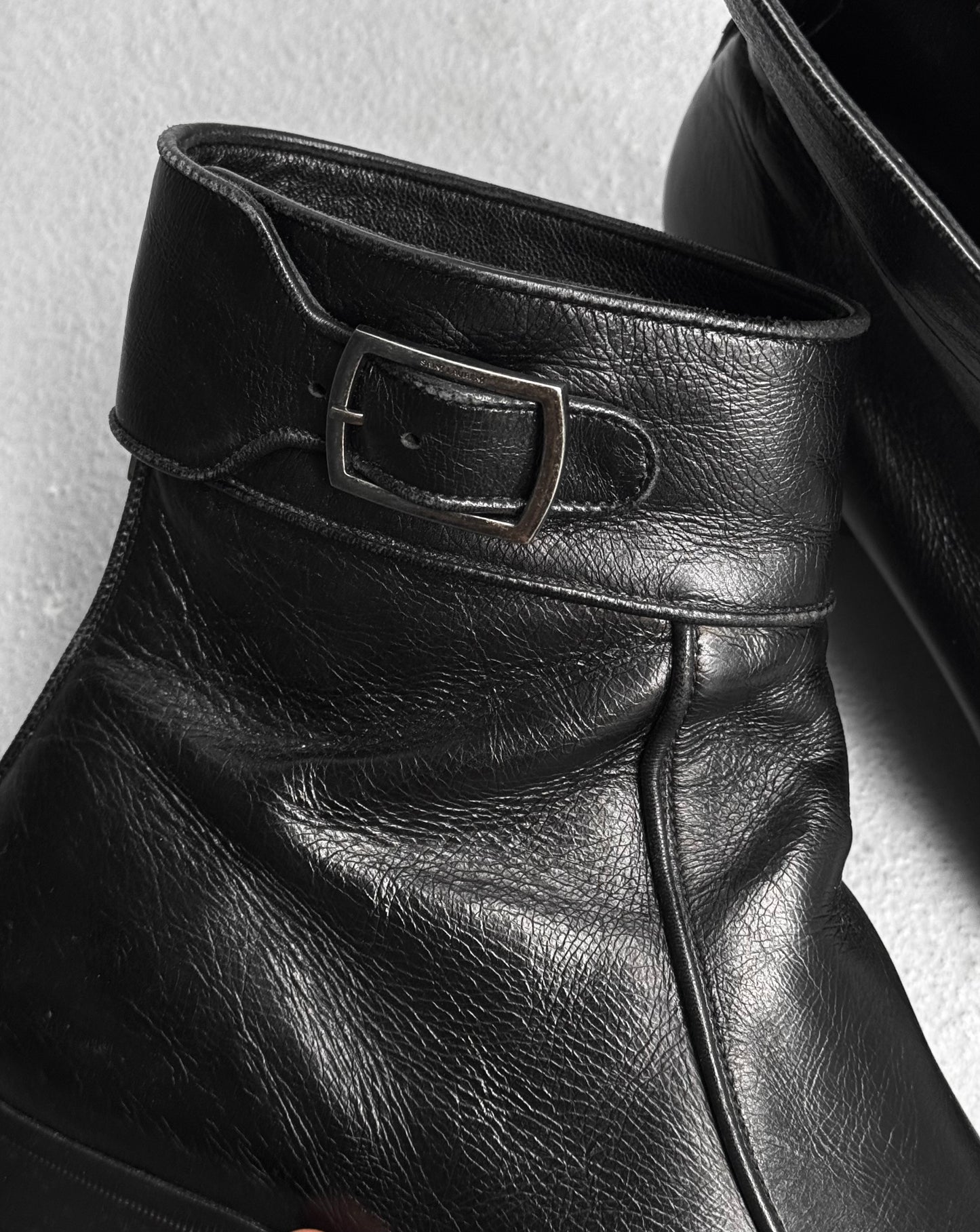 Saint Laurent Paris SS19 Age Leather ‘Miles 30’ Buckle Boots