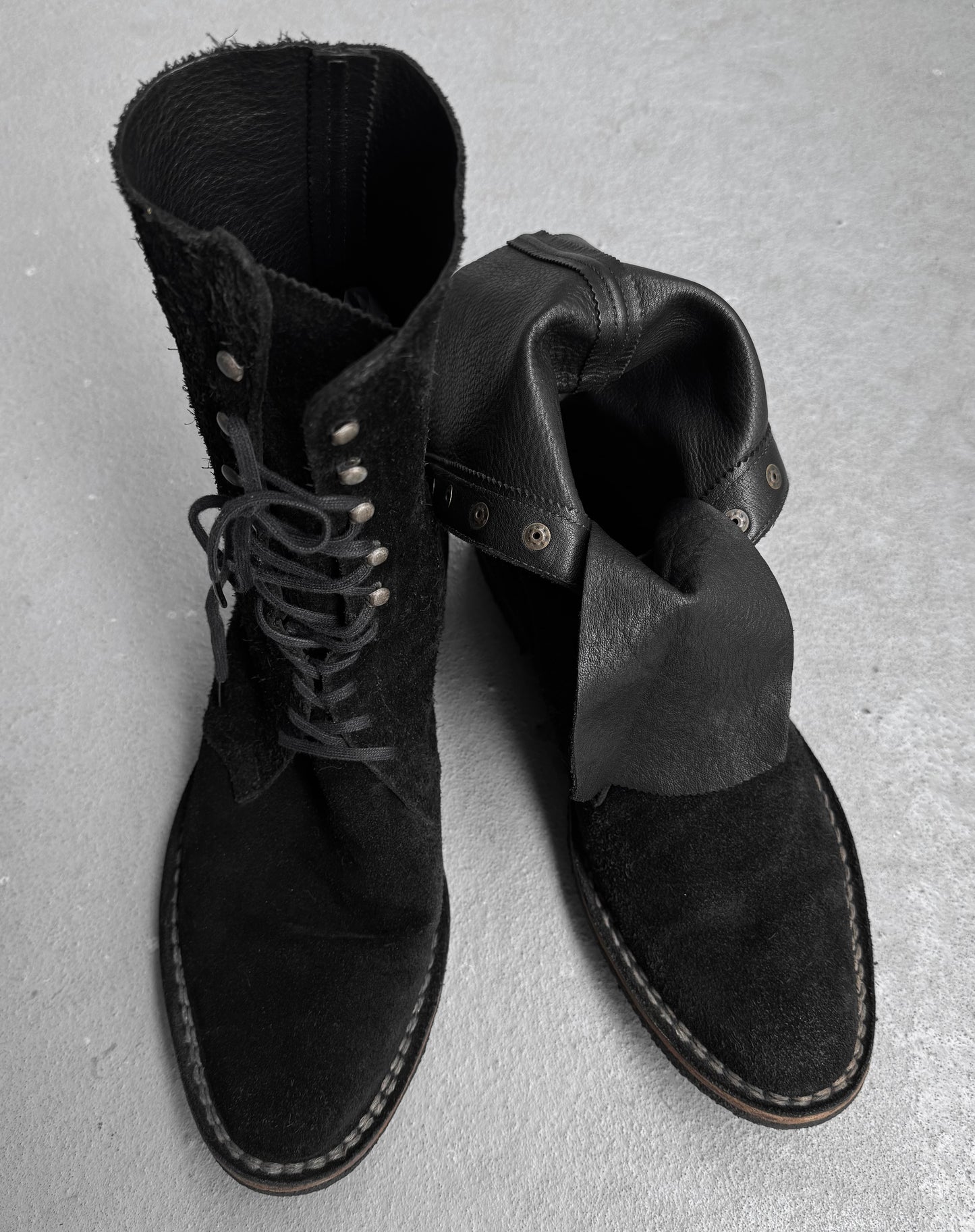 MiharaYasuhiro AW15 Foldable Suede Leather Crepe Boots