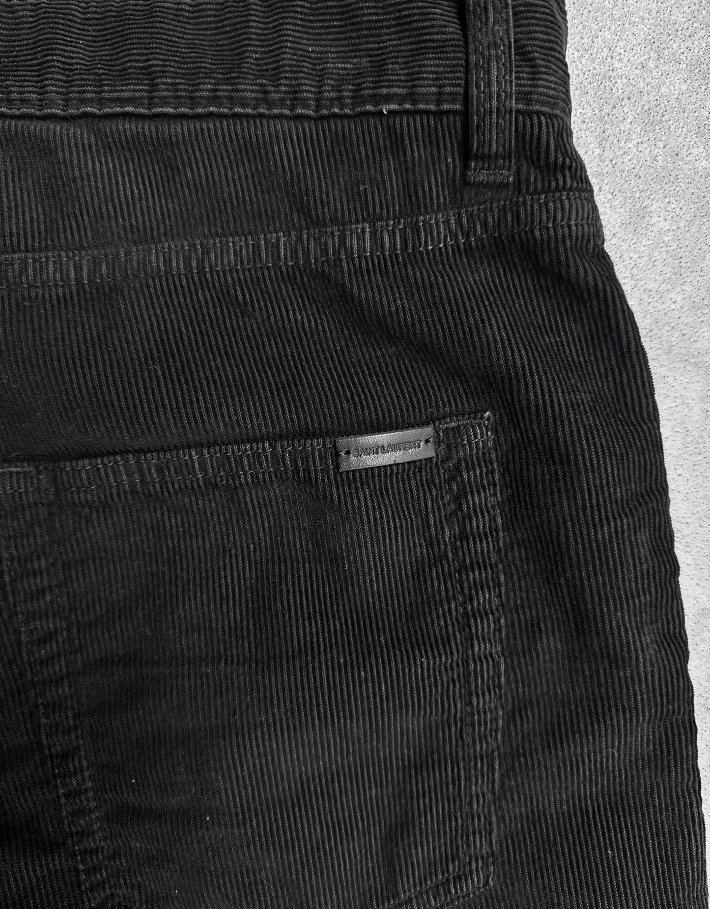 Saint Laurent Paris SS22 Black Corduroy “D18” Slim Bootcut Pants