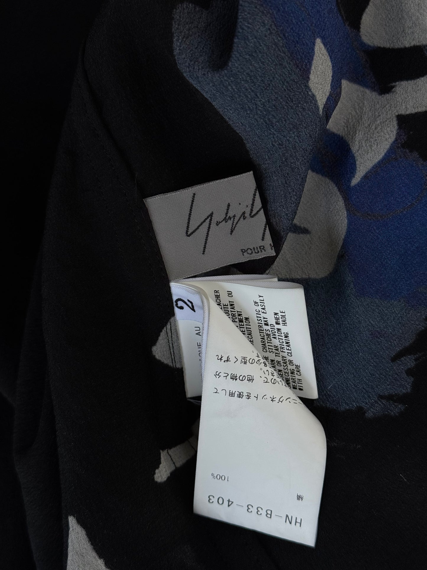 Yohji Yamamoto POUR HOMME SS20 ‘Holding Hands’ Silk Button-up Shirt