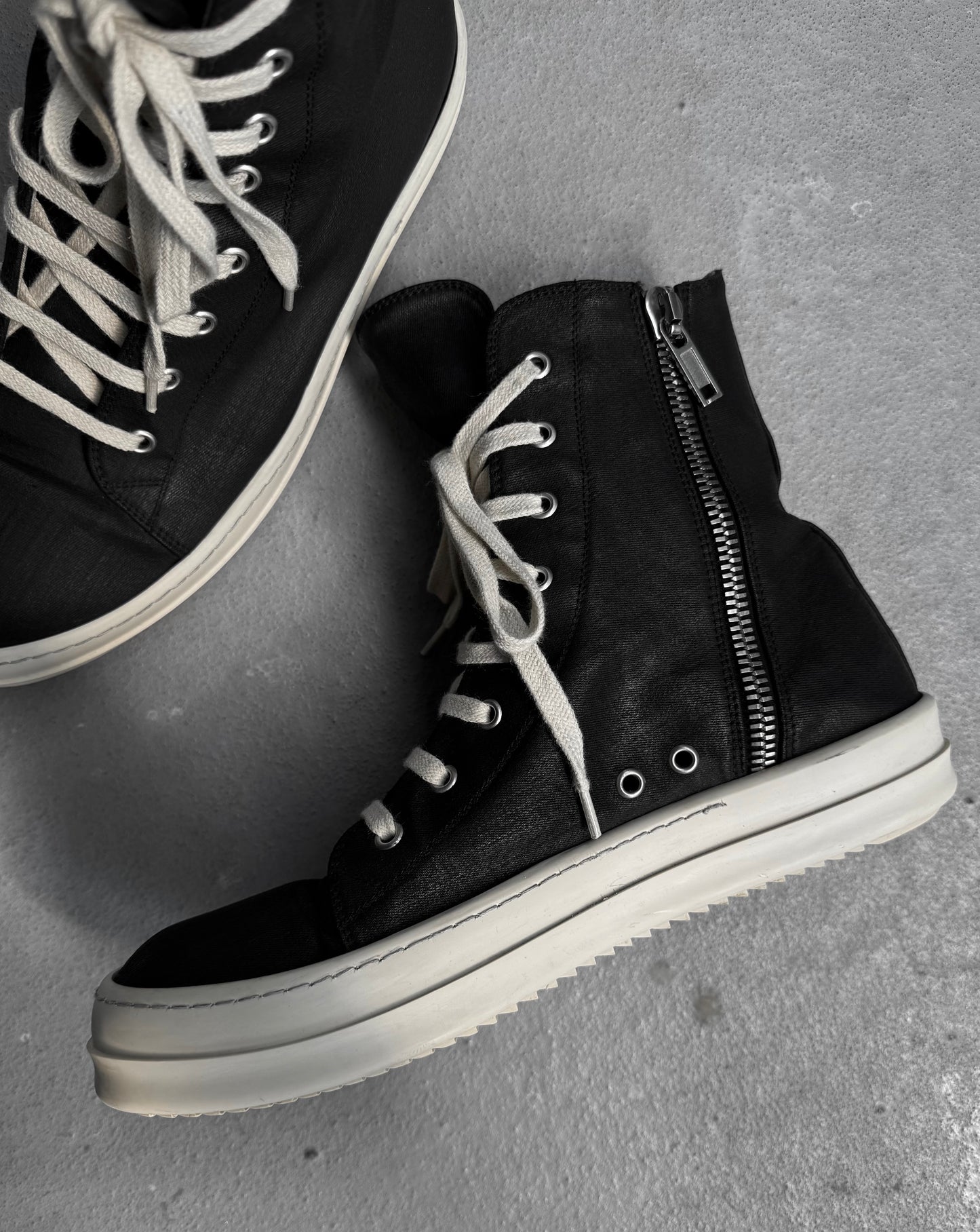 Rick Owens DRKSHDW AW15 “SPHINX” Waxed Canvas Vegan Ramones Sneakers