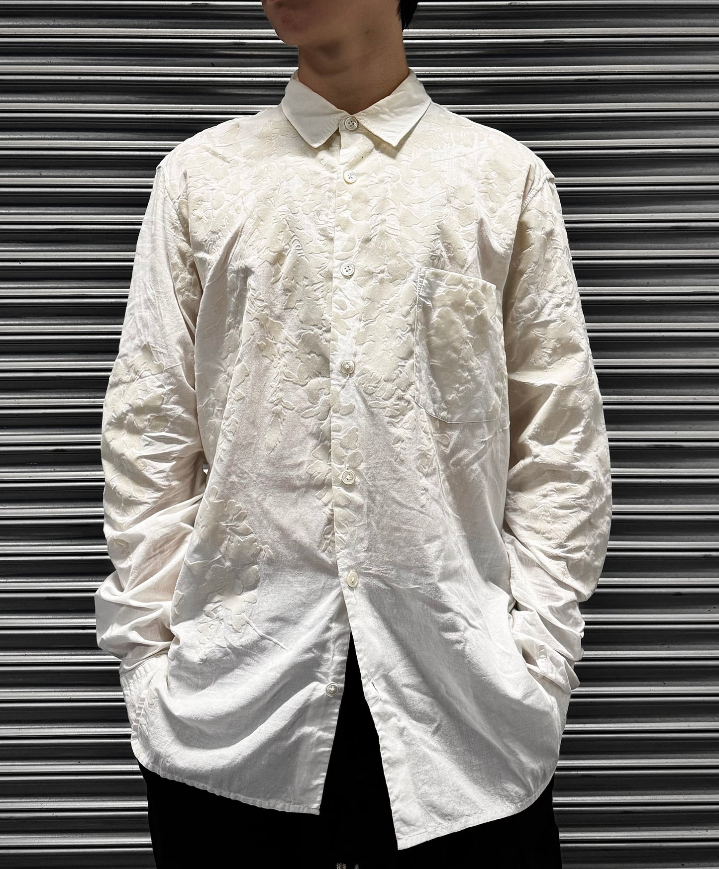 Ann Demeulemeester SS14 Floral Flock Button-up Shirt
