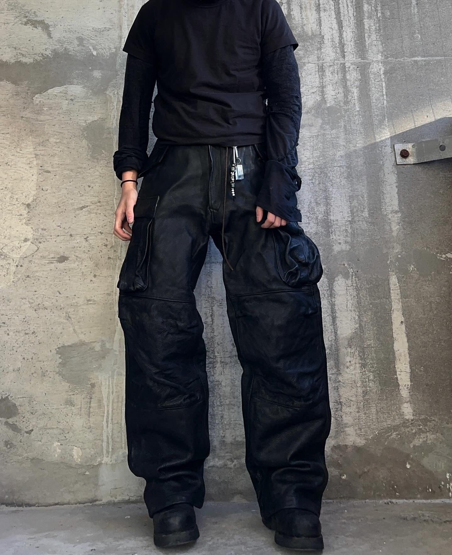 KADOYA Head Factory 00s Cowhide Leather Motorcycle Cargo Pants