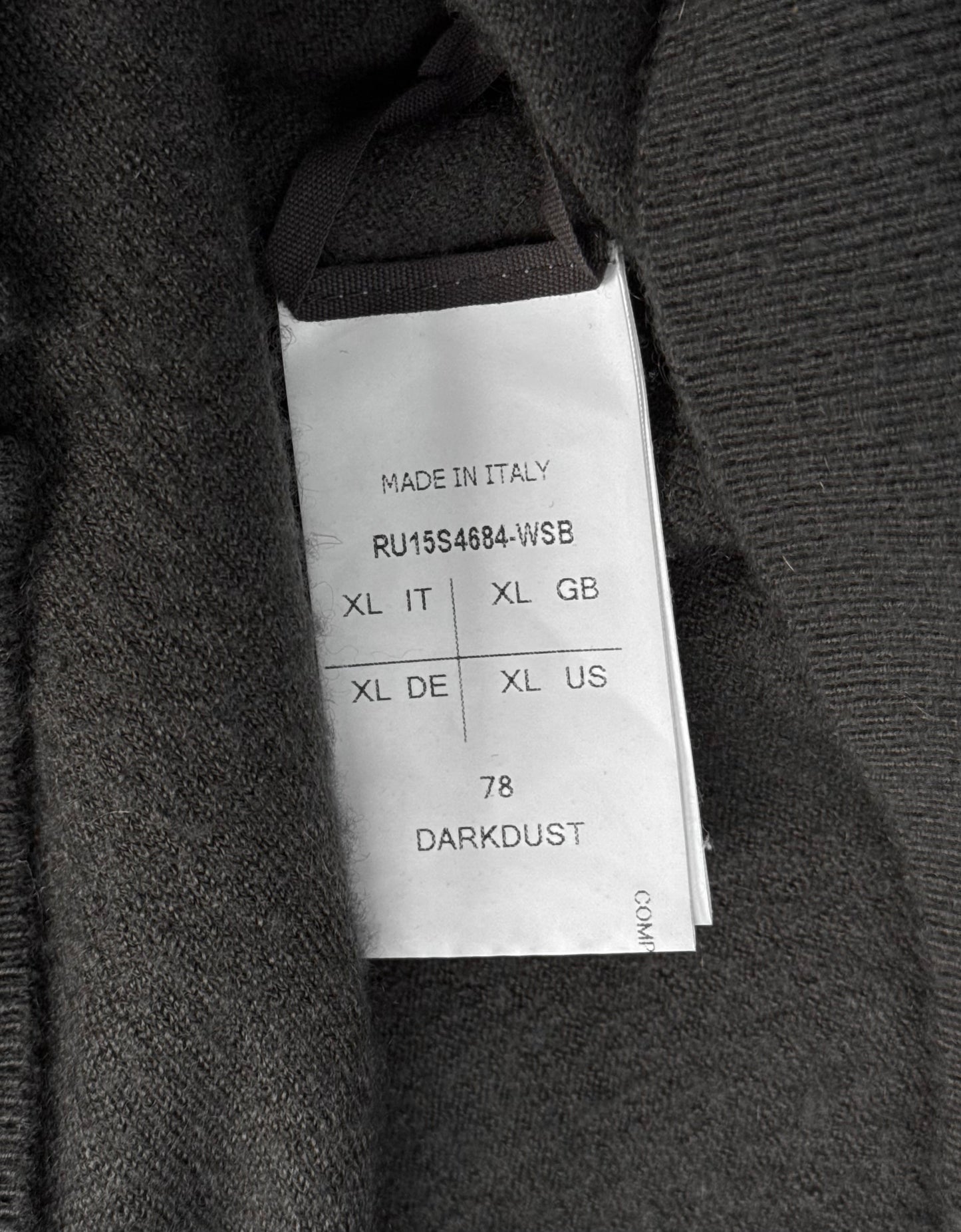Rick Owens SS15 “FAUN” Dark Dust Cashmere Zip-up Hoodie