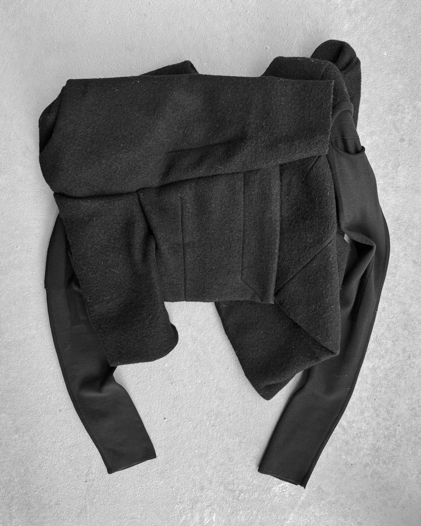 Rick Owens AW17 “GLITTER” Cropped Sculptural Hybrid Wool Jacket