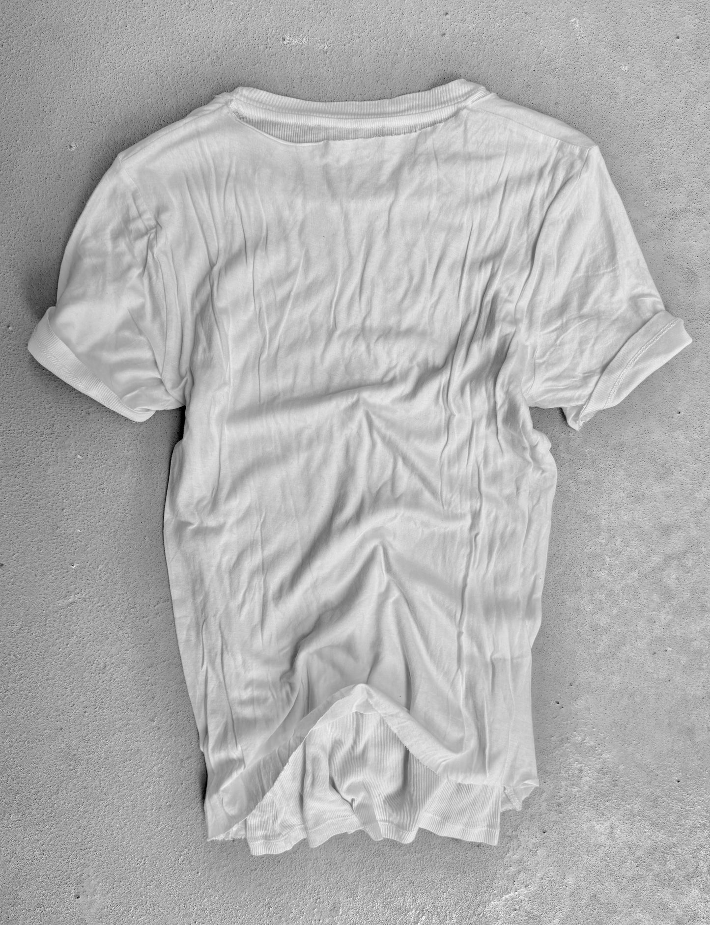 KRISVANASSCHE Early 00s White Distressed Double Layer T-Shirt