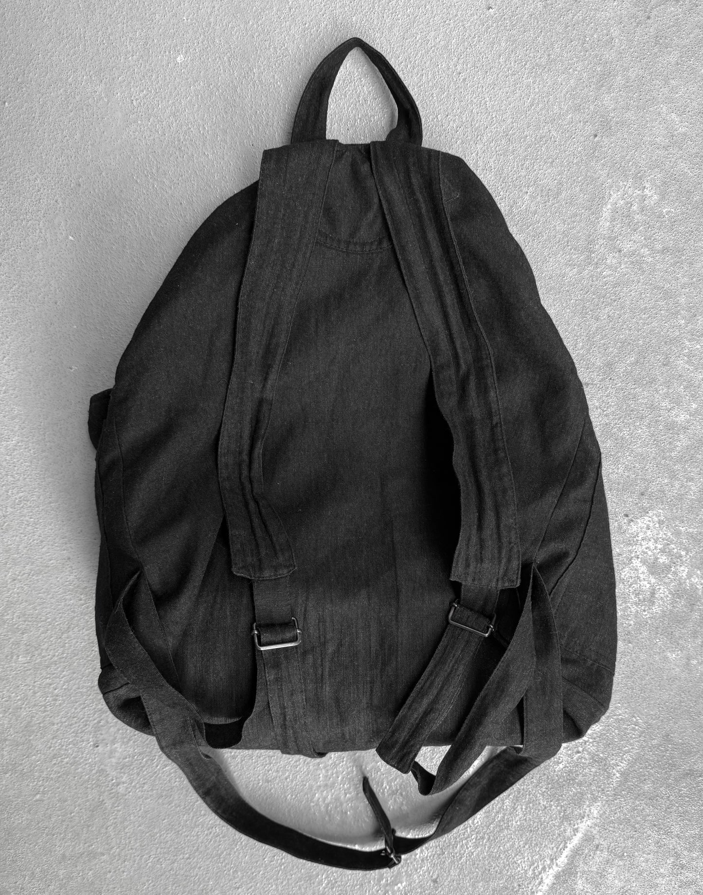 Ann Demeulemeester 2010s Skull Charm Wool Ramie Backpack