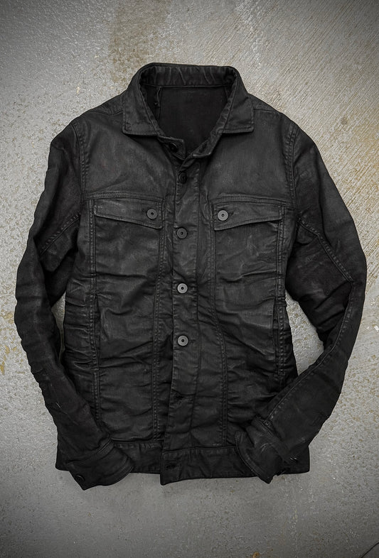 Boris Bidjan Saberi 11 by Boris Bidjan Saberi AW16-17 'J1 F-1401' Waxed Denim Trucker Jacket | Archive Fashion Toronto
