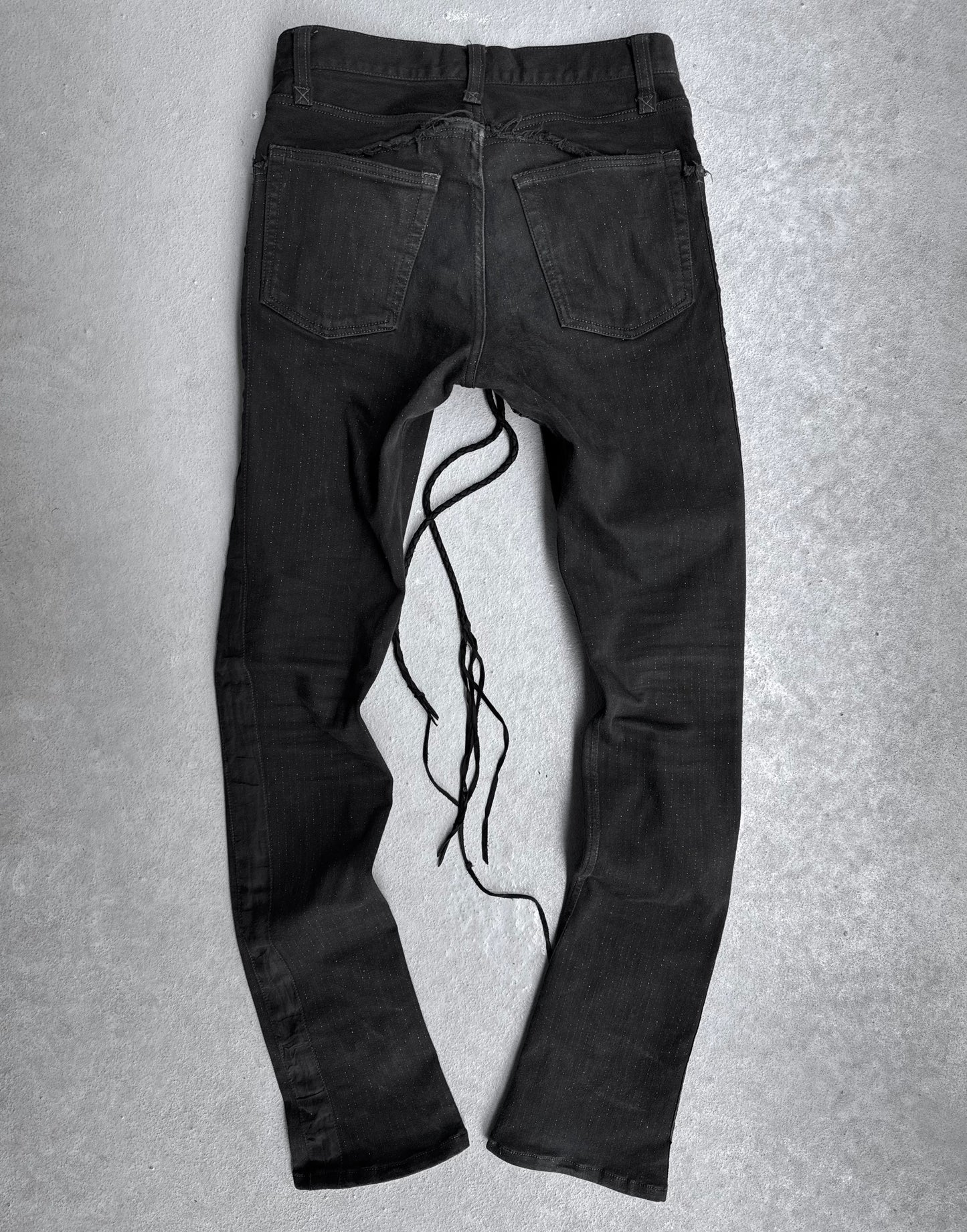 IfSixWasNine Early 00s ‘NO. SERA/ LU/ SBCM’ Pinstripes Lace-up Skinny Denim