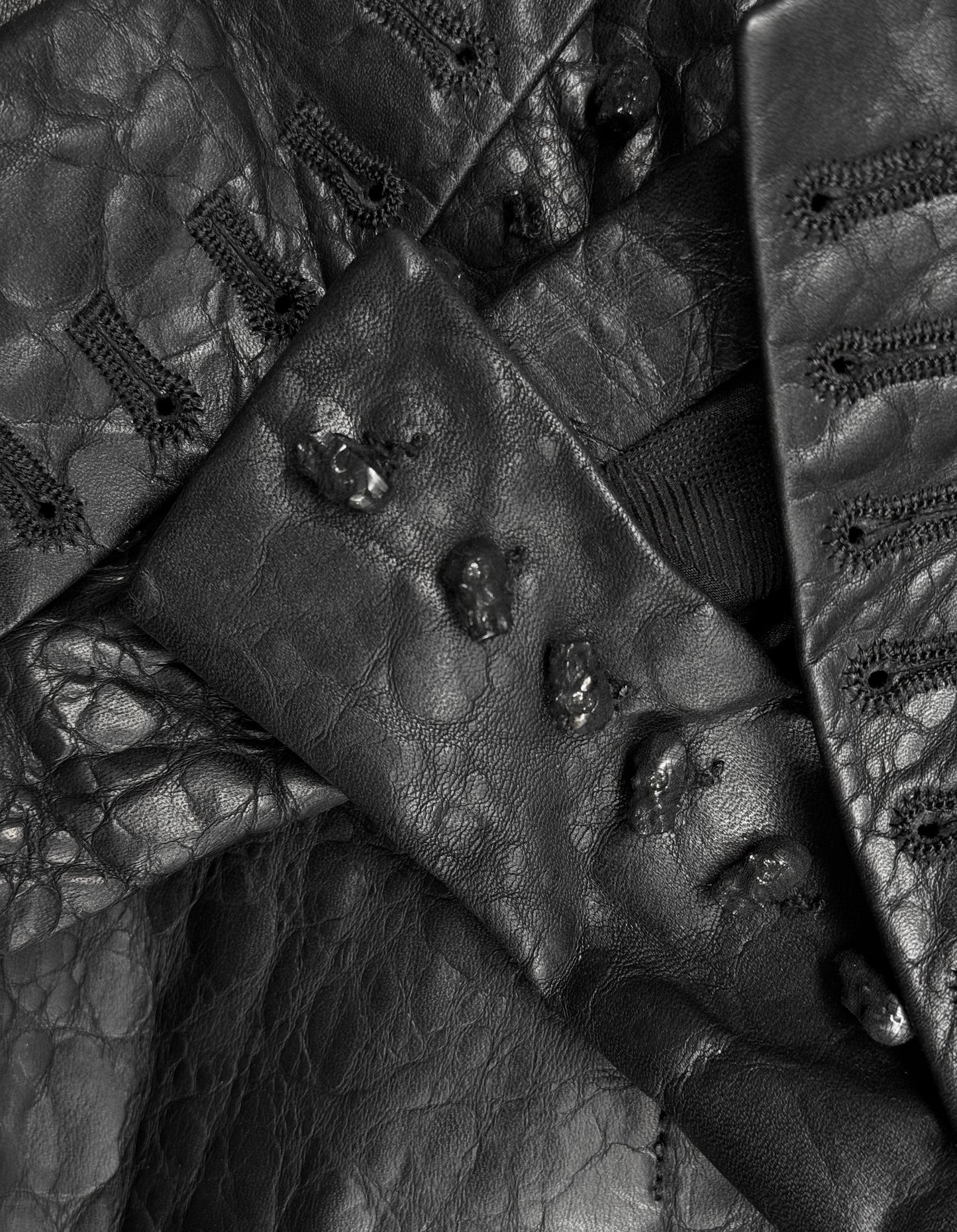 IfSixWasNine Post-2010 ‘NO. Black Jaguar / JK’ Reptile Calfskin Leather Blazer