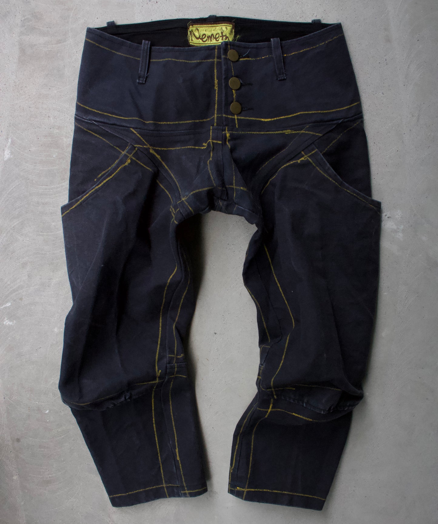 Christopher Nemeth Late 90s Hand Drawn Pattern 3D Denim Capris
