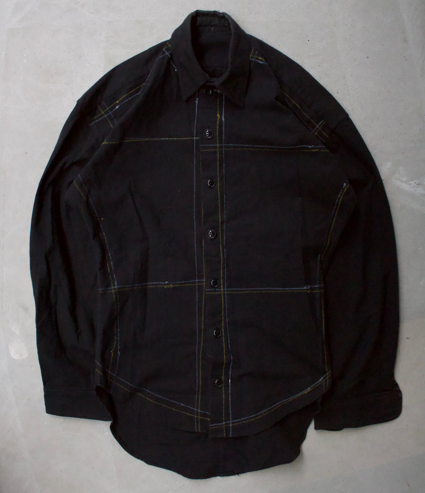 Christopher Nemeth Late 90s Hand Painted Contrast Pattern Button-up Shirt