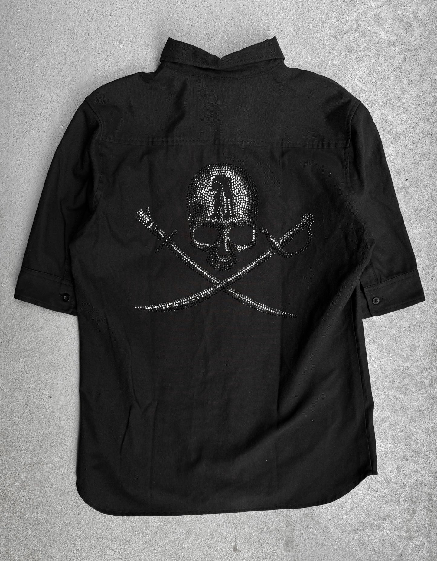 ABORDAGE Early 00s Crystal Skull Embellished Short-sleeve Shirts