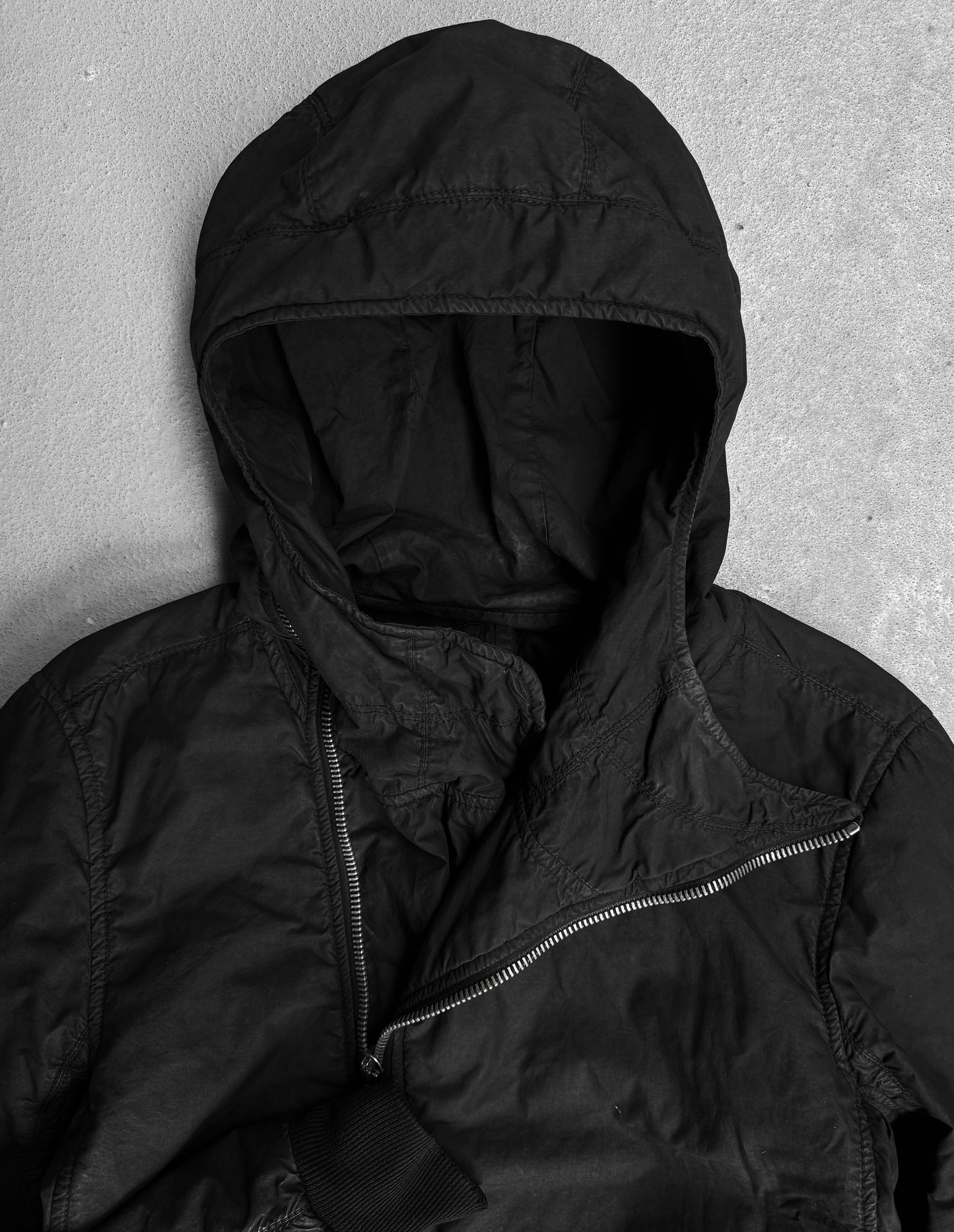 Rick Owens DRKSHDW AW08 “STAG” Waxed Cotton Scuba Bullet Hooded Jacket