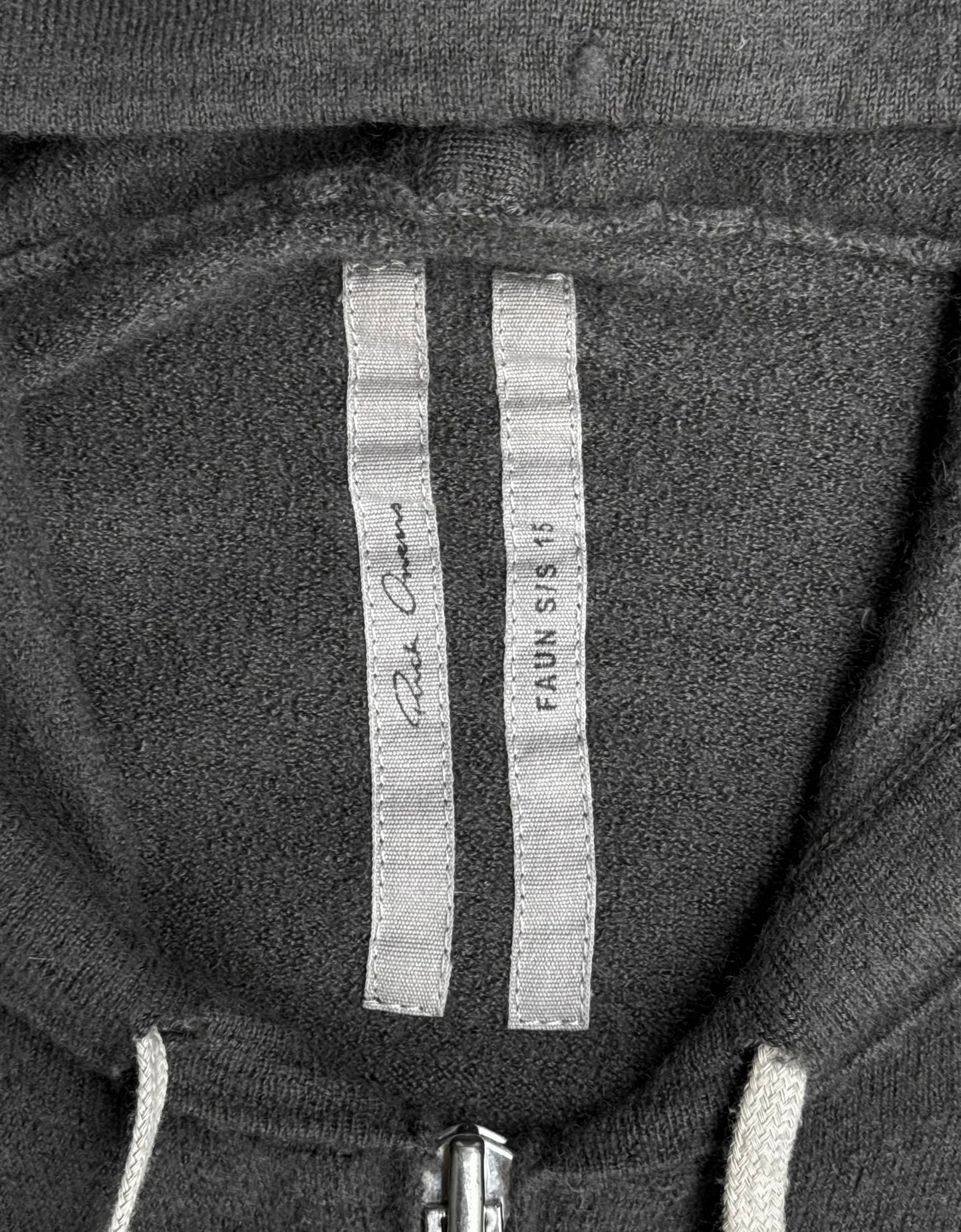 Rick Owens SS15 “FAUN” Dark Dust Cashmere Zip-up Hoodie