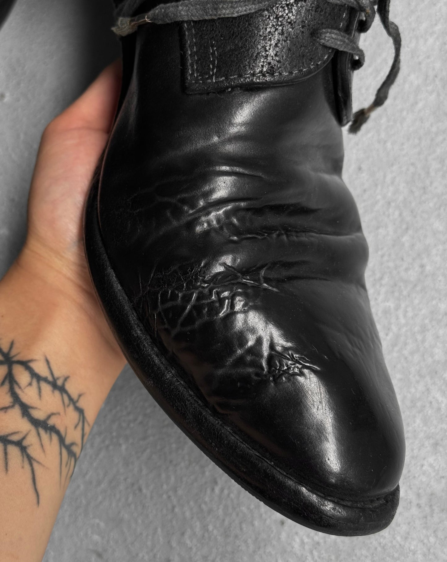 Carol Christian Poell ‘AM/2600 CUL-PTC’ Black Object-dyed Culatta Horse Leather Derbies