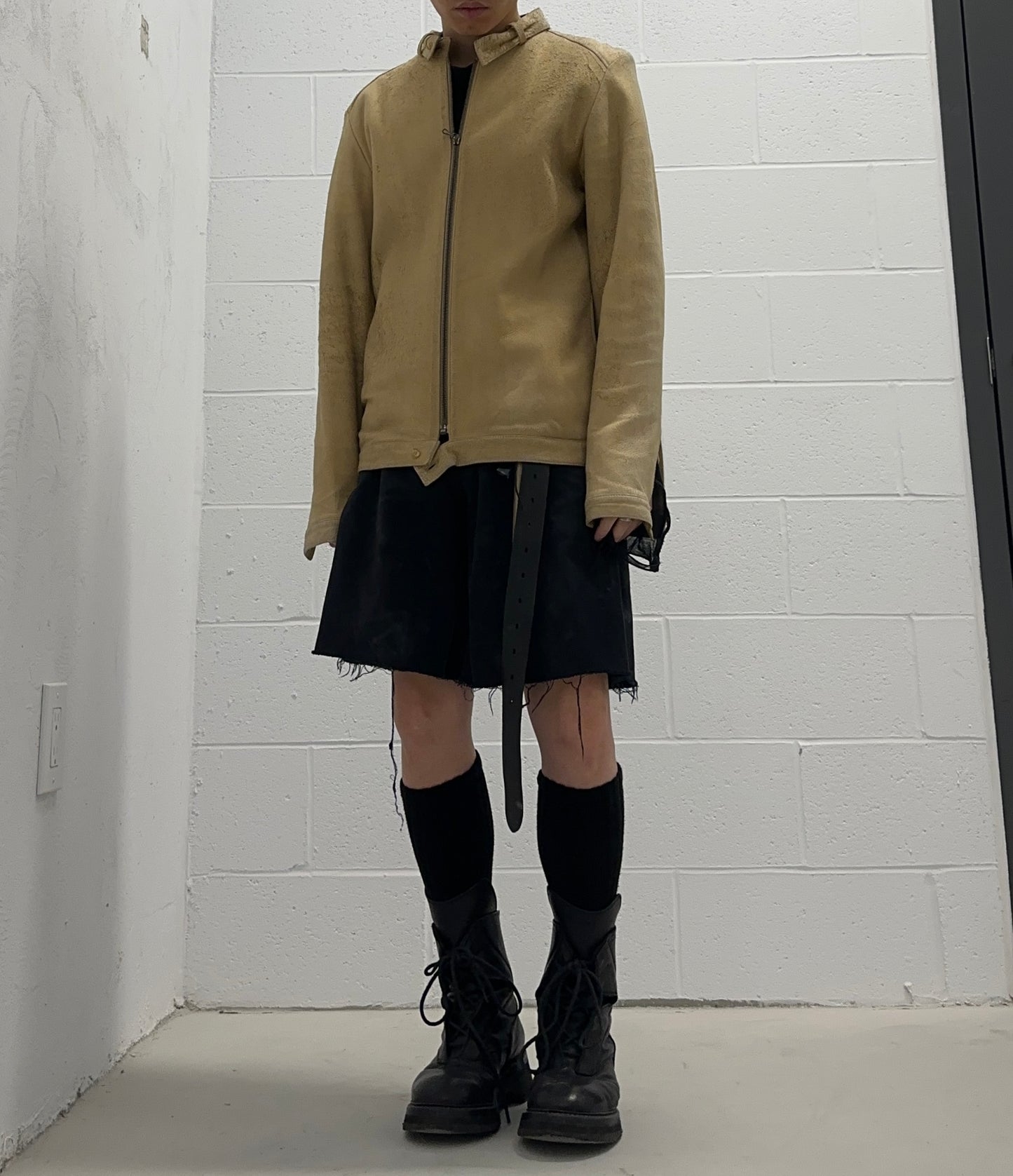 RipVanWinkle Early 00s Distressed Sheepskin Suede Leather Jacket