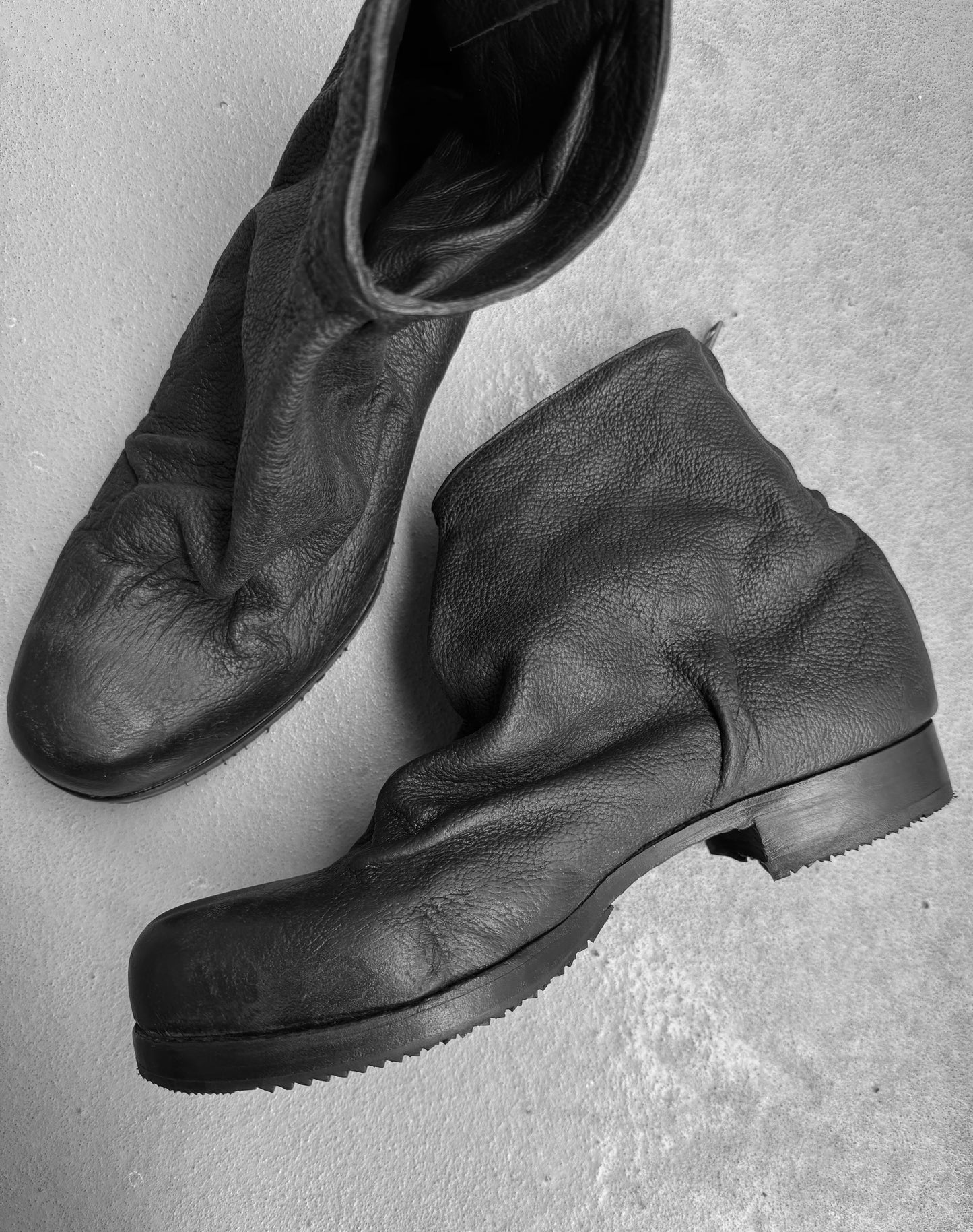 OBSCUR Wrinkle Horse Leather Back-zip Boots