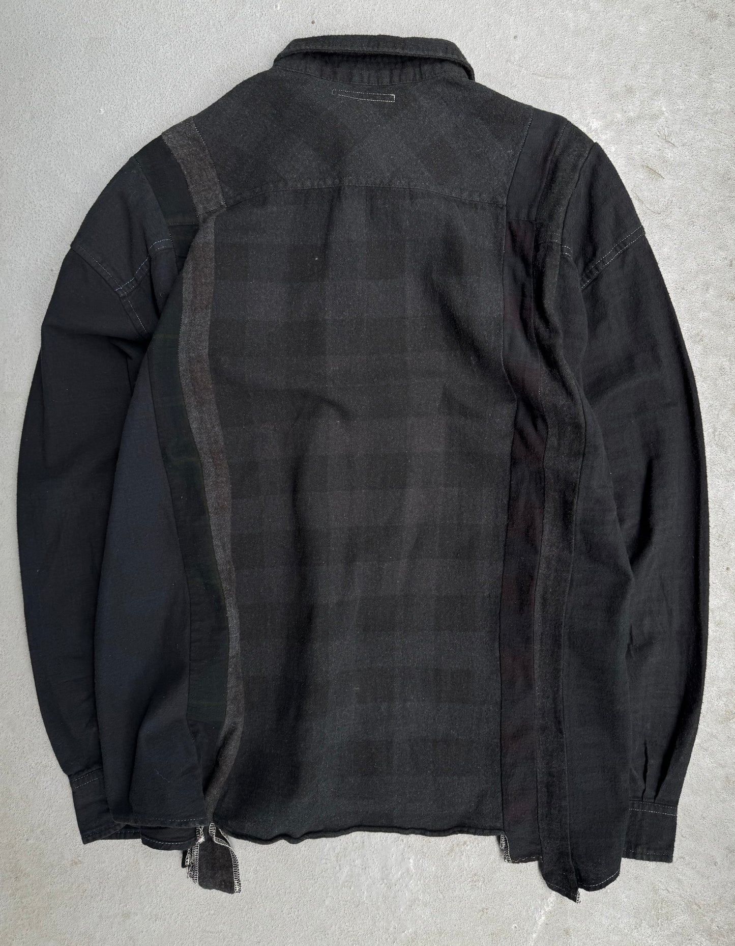 Rebuild by Needles 7-cut Reconstructed Black Plaid Flannel Shirts