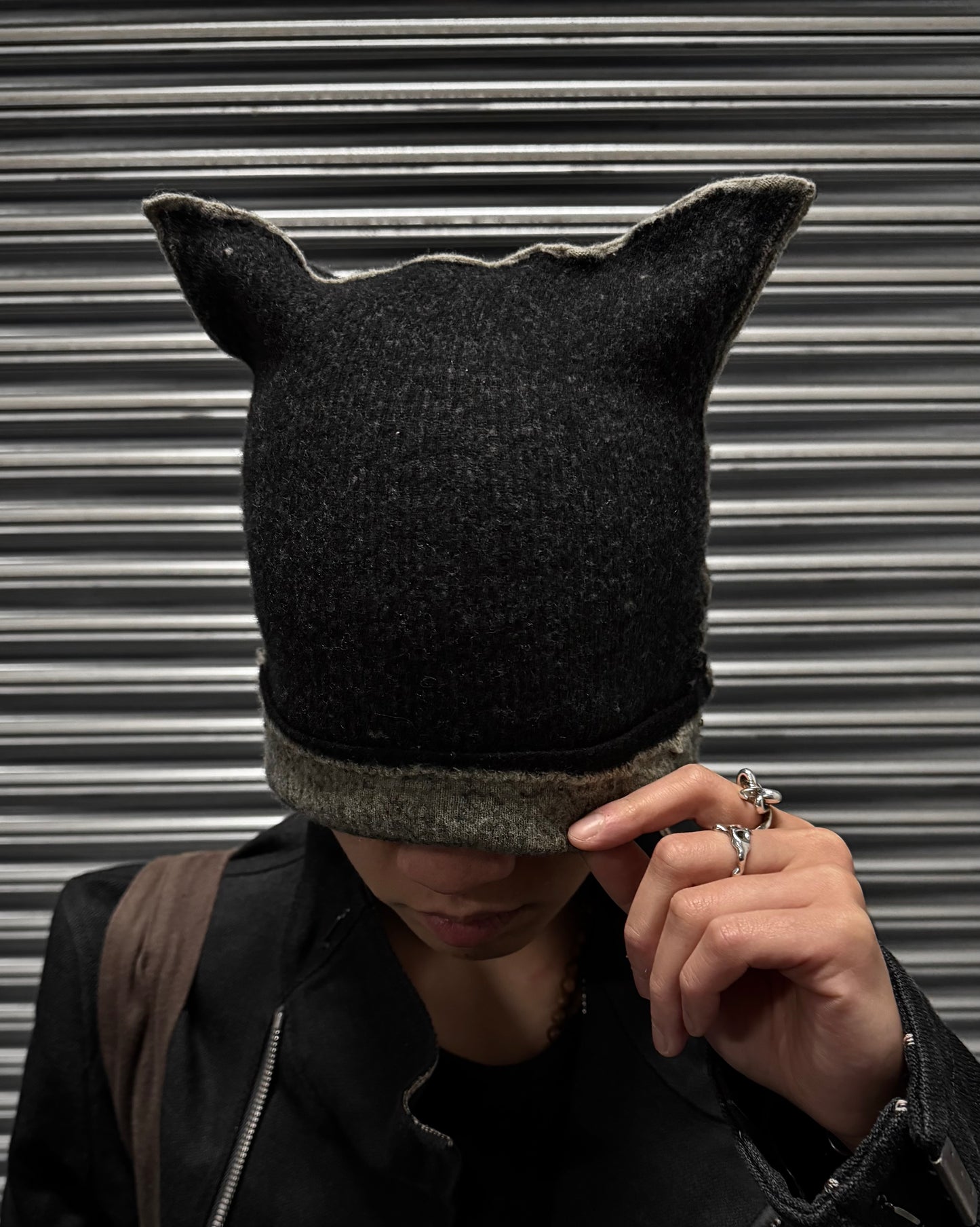 Label Under Construction Woven Cashmere-blend Double Face Square Hat