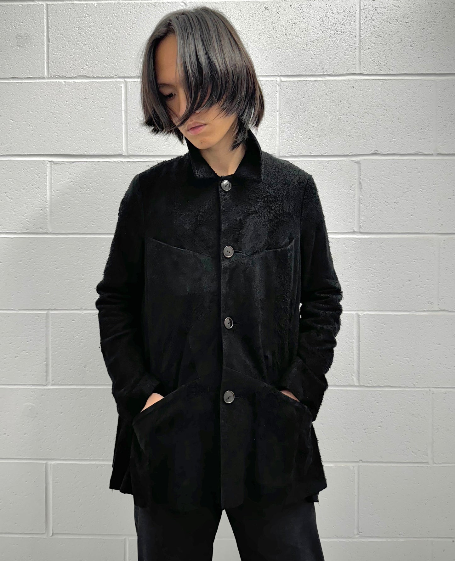 Number (N)ine AW07 “Love, God, Murder” Distressed Sheepskin Leather Patchwork Jacket