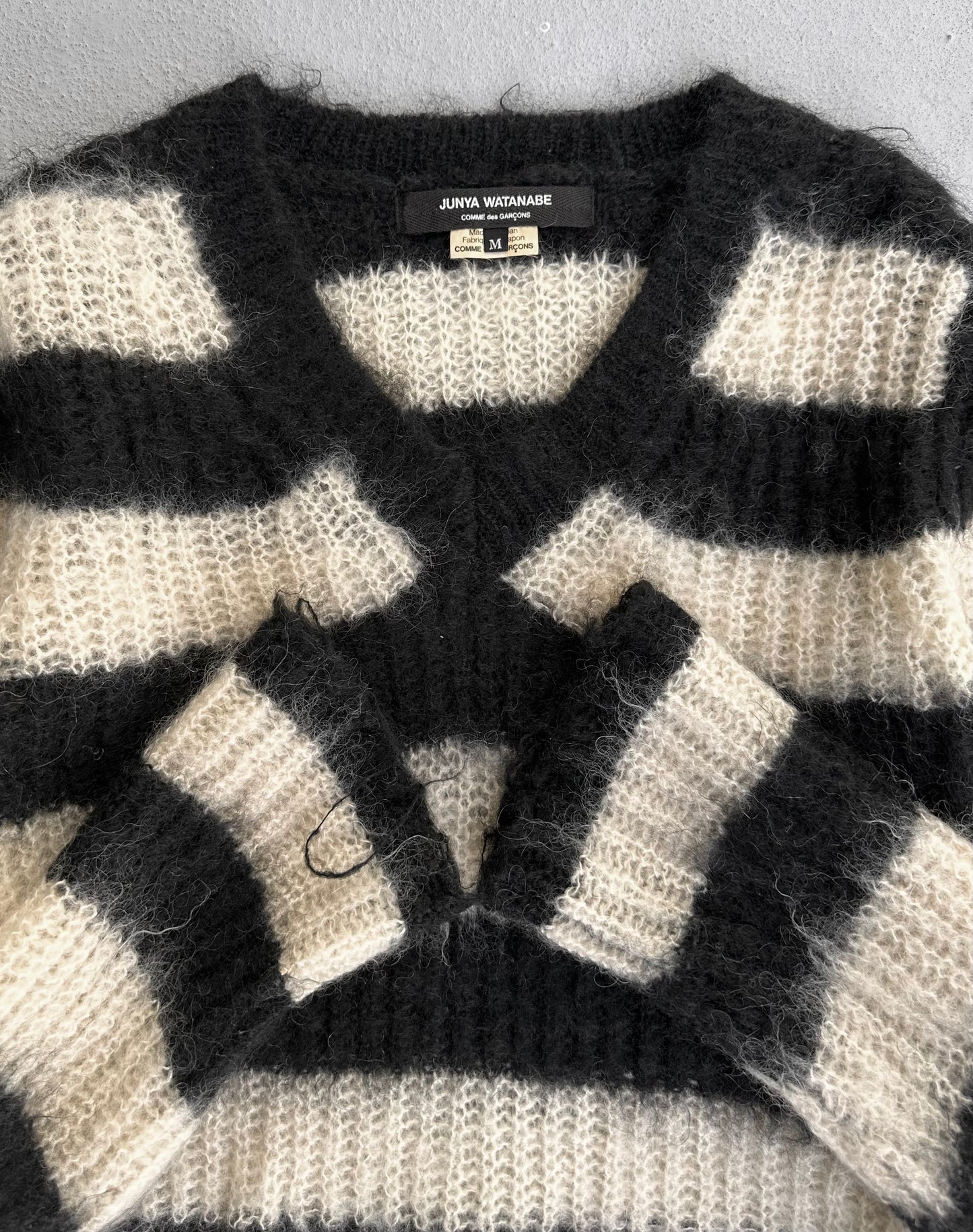 Junya Watanabe AW11 Distressed ‘Grunge’ Stripes Mohair Knit Sweater