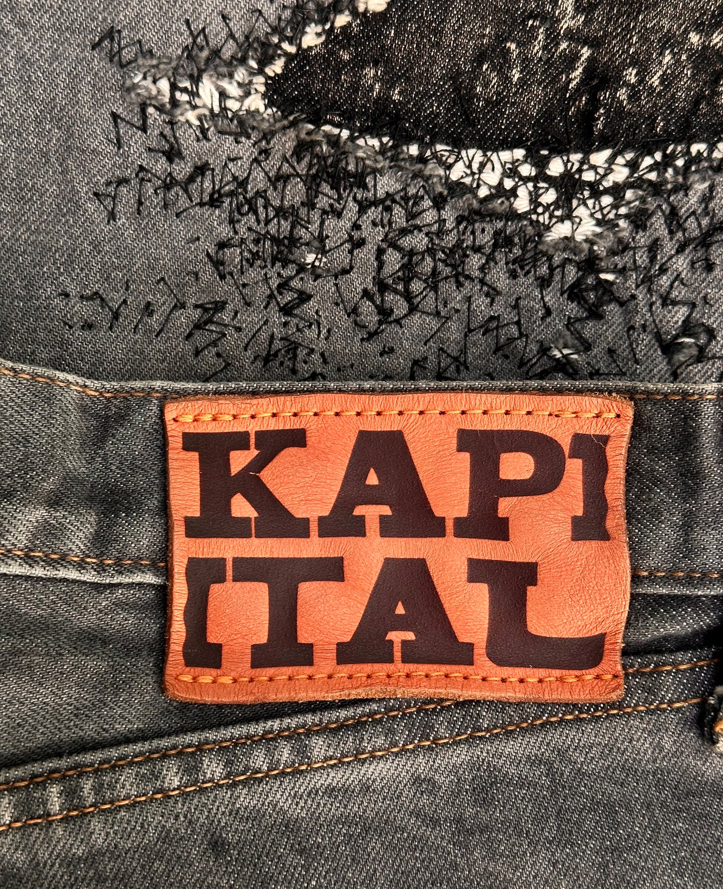 KAPITAL Monkey Cisco 14Oz ‘3-Years Aged’ Sashiko Repaired Stitch Bootcut Denim