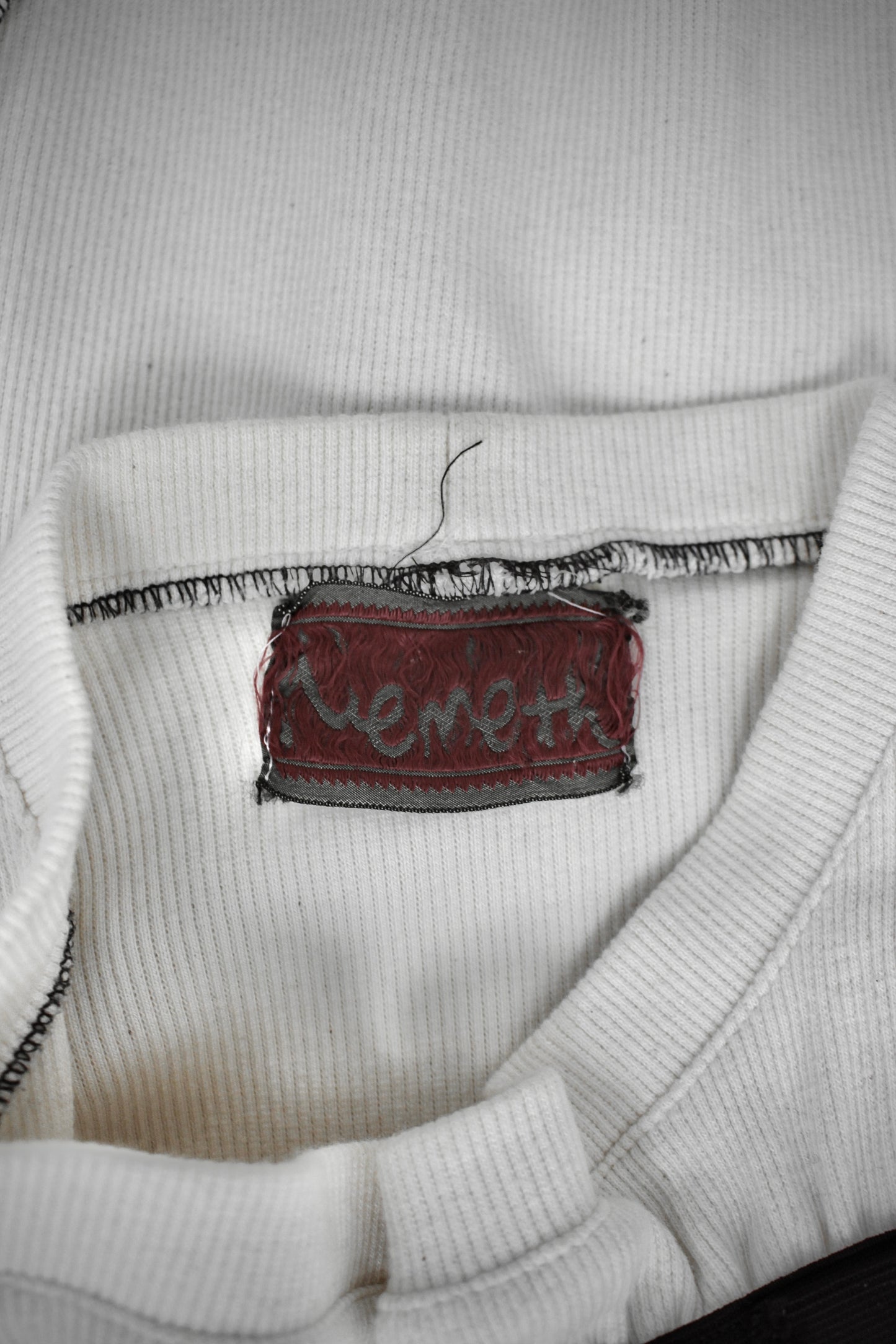 Christopher Nemeth Late 90s Exposed Overlock Stitch Ruched Rugby Cotton Long-sleeves detail | DRIEW GARMENTS