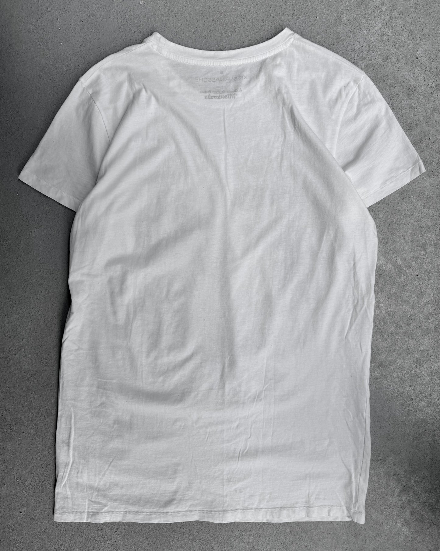 KRISVANASSCHE Early 00s White Abstract Graphic T-Shirt