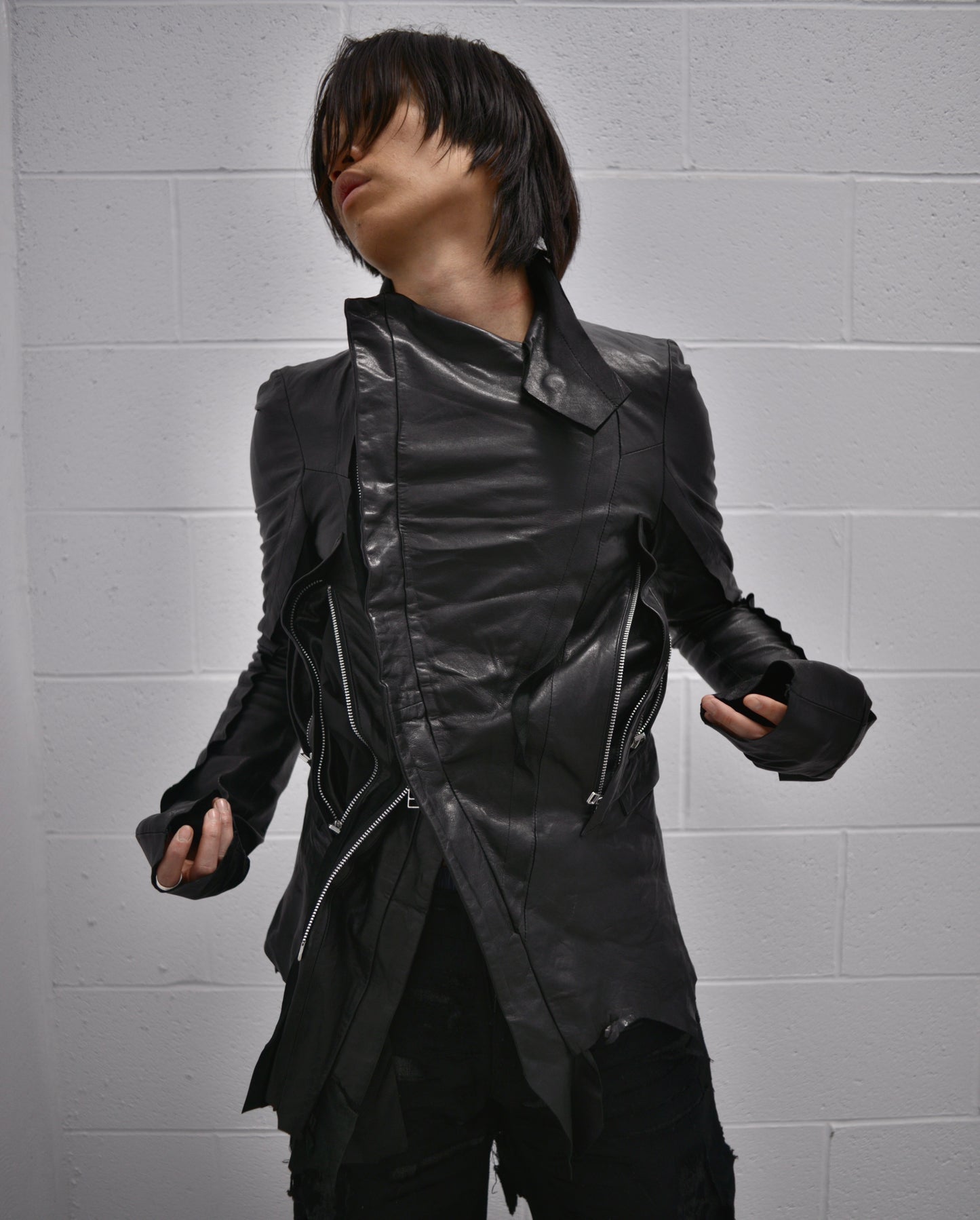 EKAM Early 00s Multi-pockets Asymmetrical Sheepskin Leather Double Rider Jacket