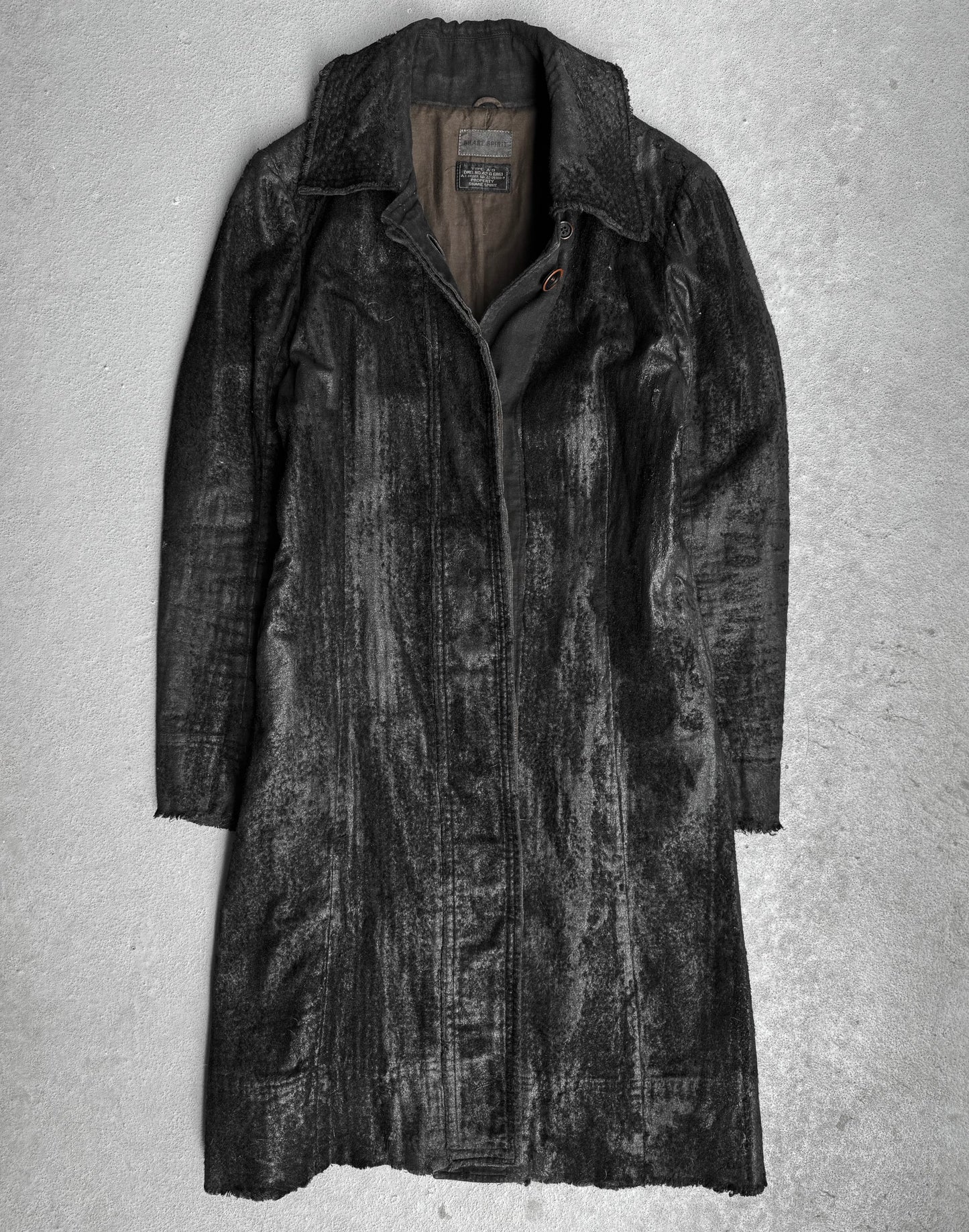 SHARE SPIRIT Early 00s Blistered Waxed Cotton Long Coat