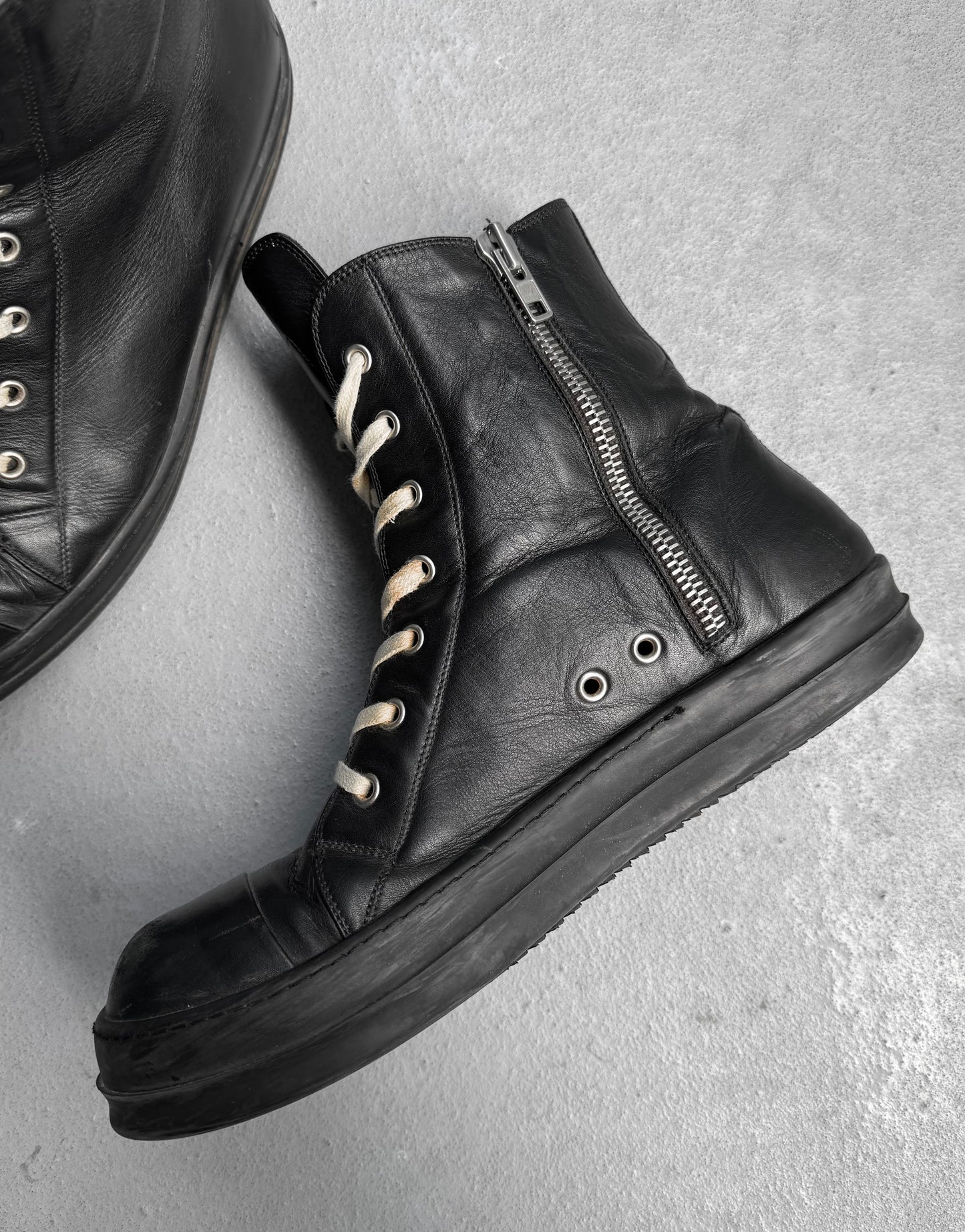 Rick Owens AW12 “MOUNTAIN” All-black Leather Ramones Sneakers
