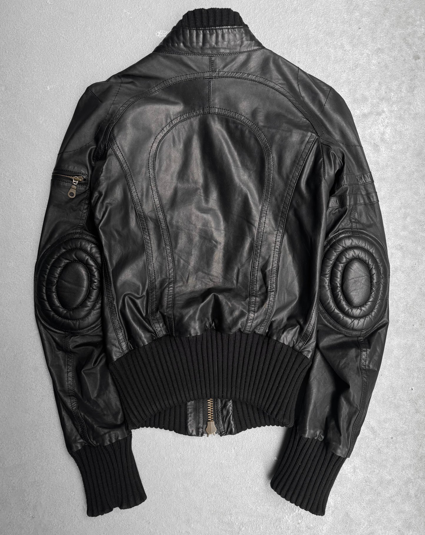 L.G.B. Early 00s Padded Cow Leather Rider Jacket