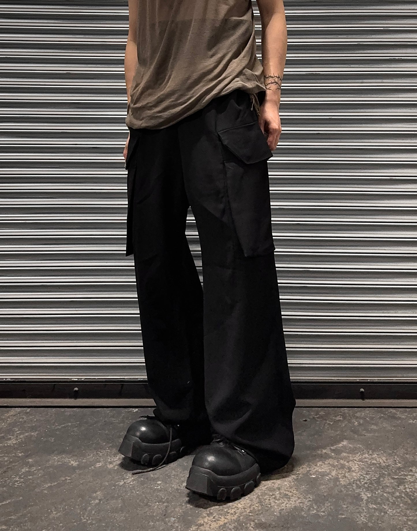 Rick Owens SS17 “WALRUS” Wide Leg Wool-blend Cargo Pants