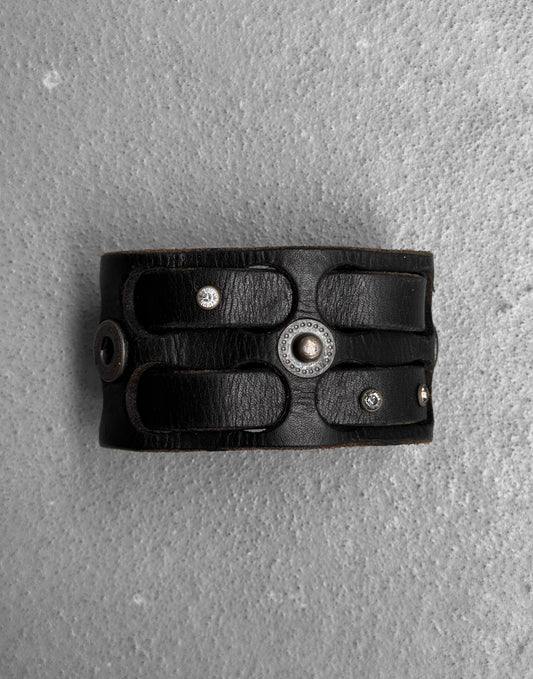 LED RECHWE Early 00s Punk Crystal Studded Leather Cuff