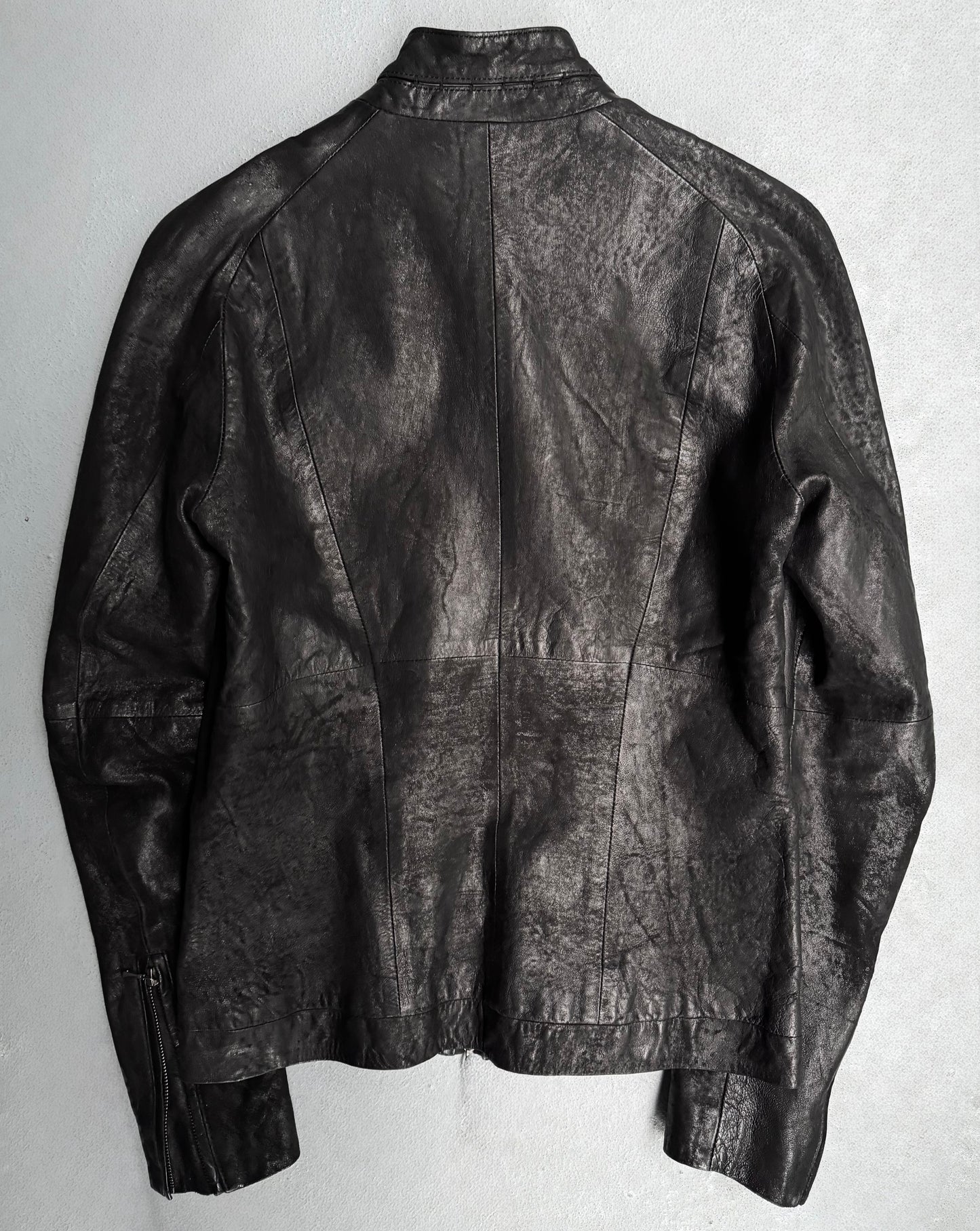 Julius_7 SS13 “vandalism:” Distressed Lambskin Leather Single Rider Jacket