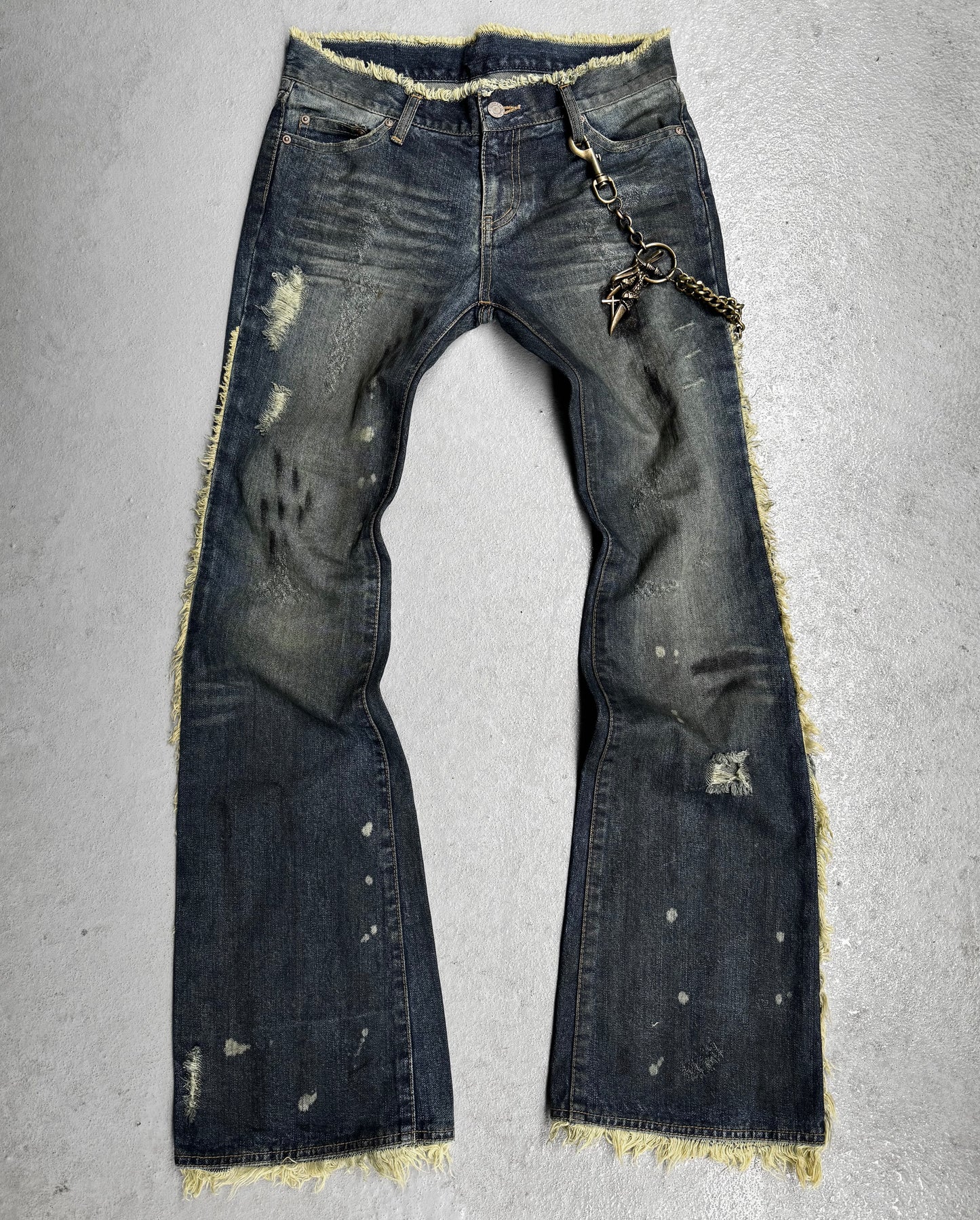 G.O.A Early 00s Acid Washed Blue Bell-bottom Flare Denim