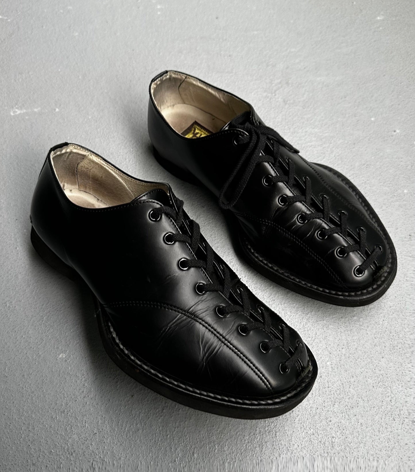 Christopher Nemeth “Linenman” Round Toe Lace-up Black Leather Derbies