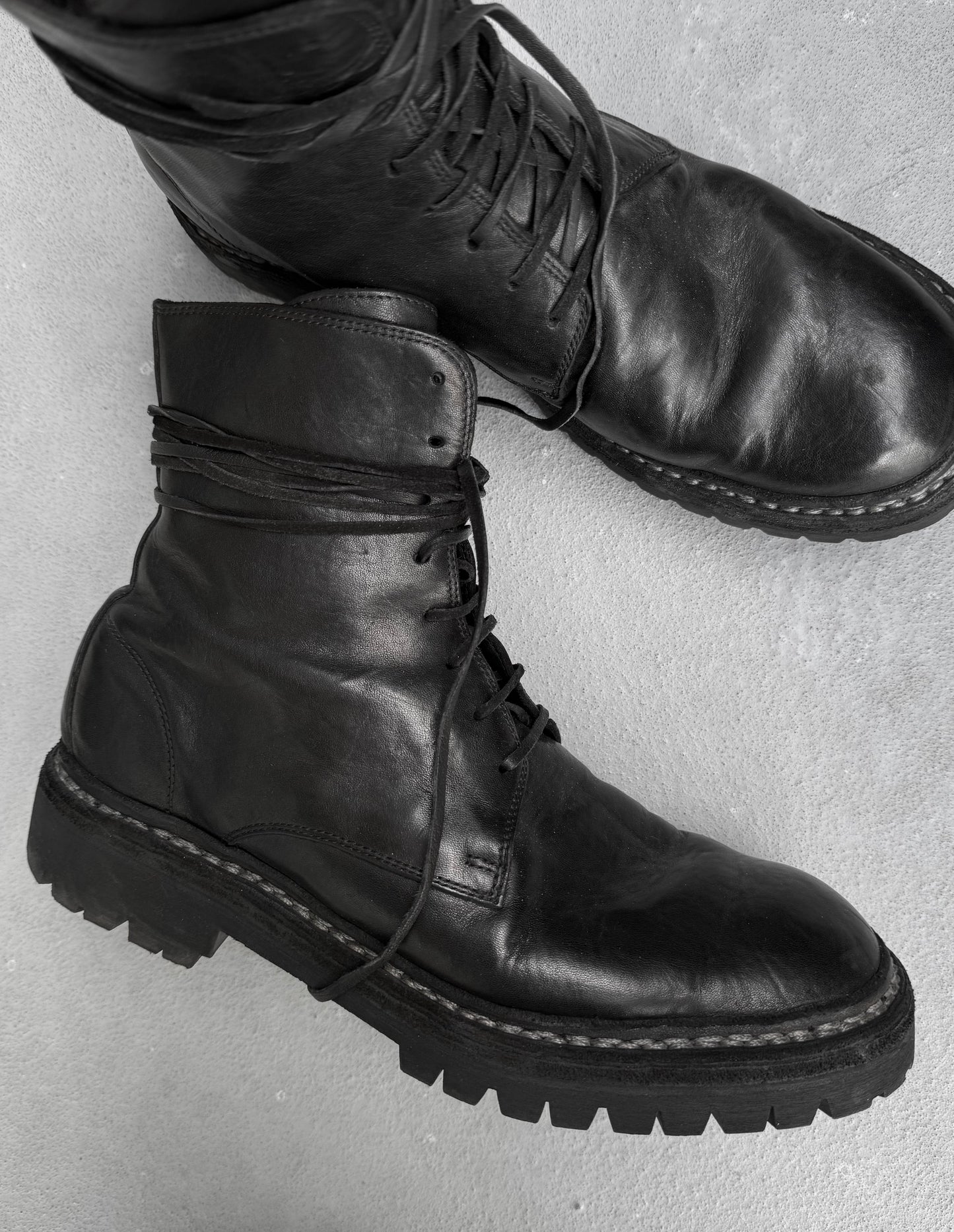 GUIDI ‘795V_N’ Black Horse Leather Lace-up Boots