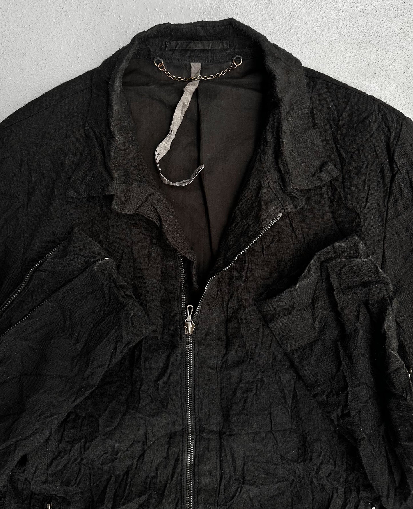 ATTACHMENT by Kazuyuki Kumagai Early 00s Wrinkle Silk-blend Linen Jacket
