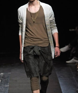 MiharaYasuhiro SS10 Runway Linen Hybrid Wrap Cargo Shorts