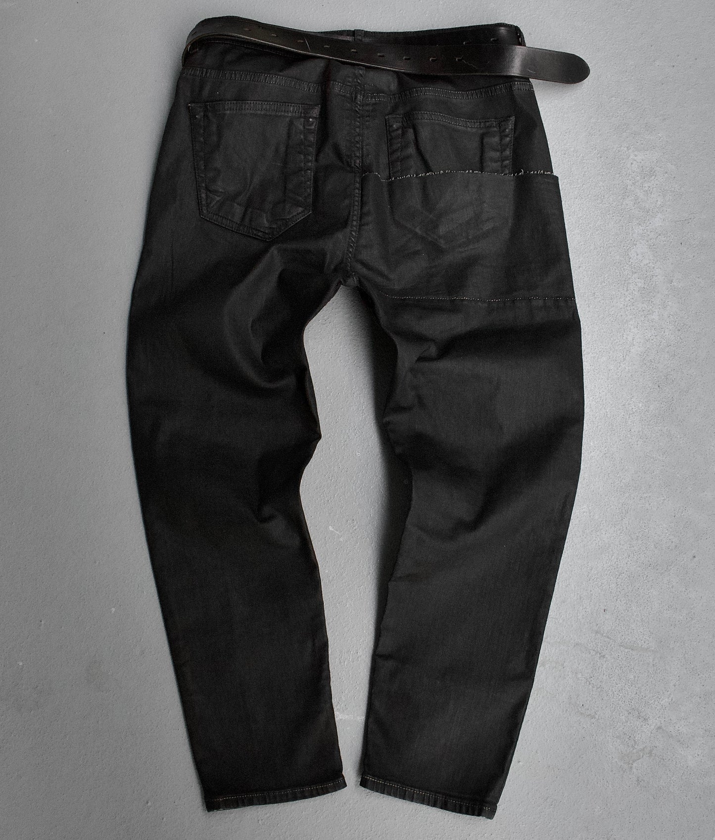 Rick Owens DRKSHDW SS19 “BABEL” Waxed Combo Detroit Cropped Jeans