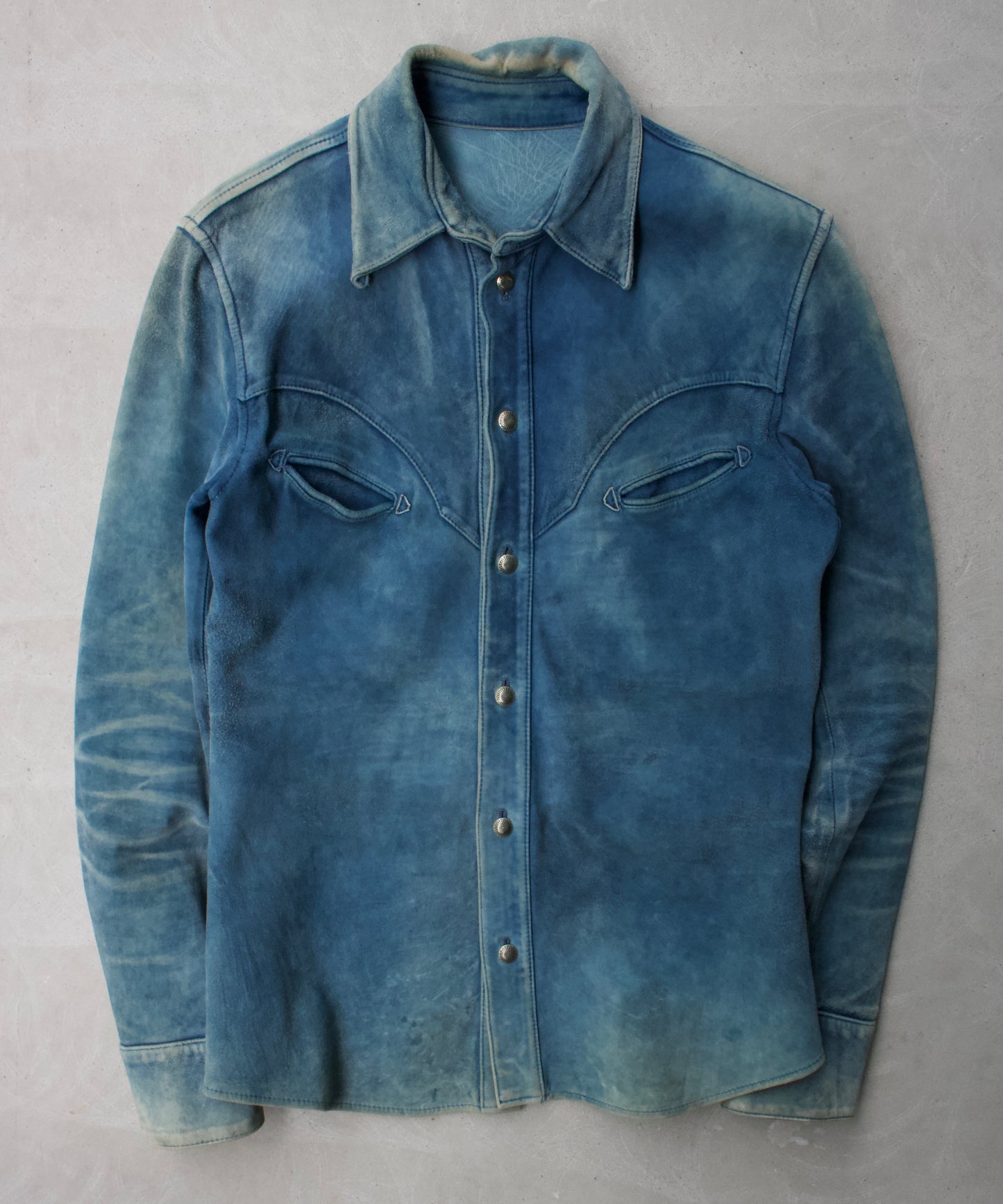Isamu Katayama “BACKLASH” SS12 Stone Wash Calfskin Suede Leather Western Shirt
