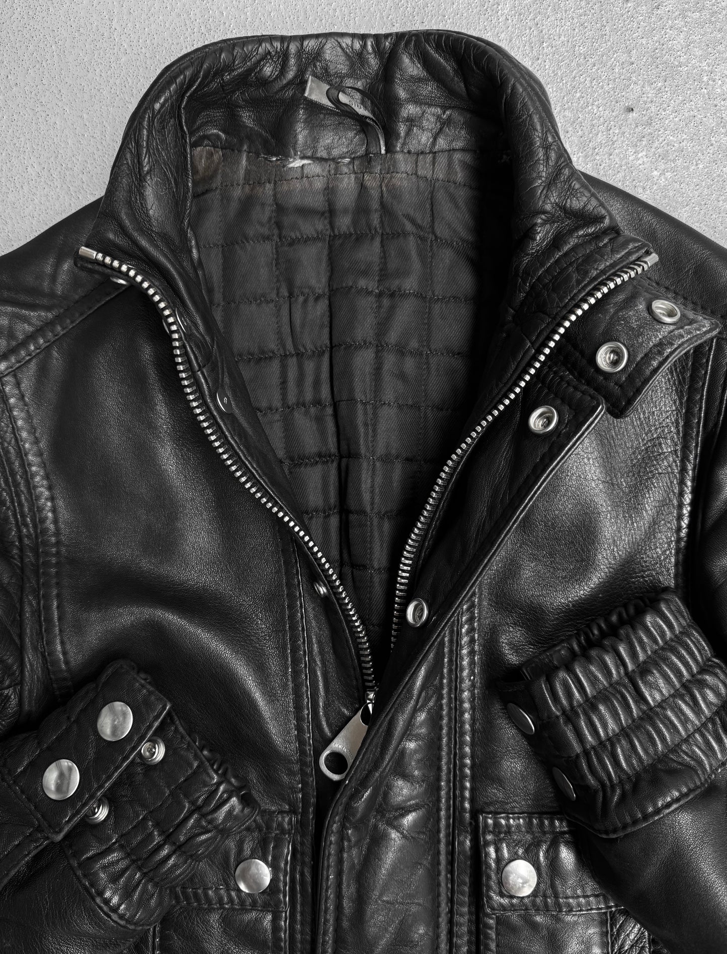 DIOR HOMME AW08 by Kris Van Assche Leather Double Pockets Rider Jacket