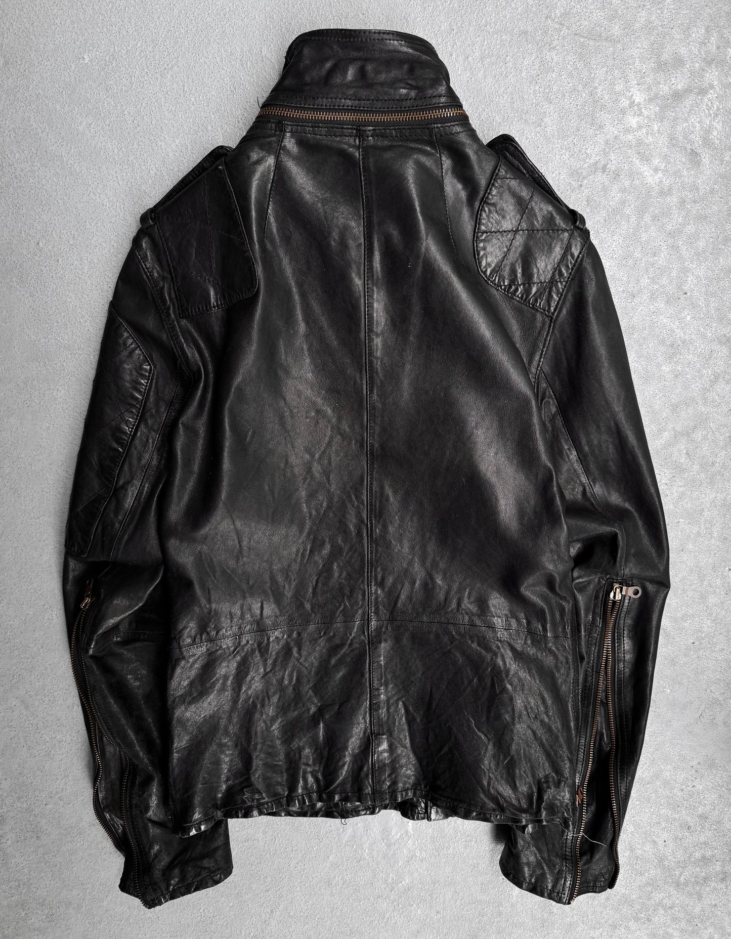 SHARE SPIRIT HOMME AW08 Sheepskin Leather Gas-Mask Rider Jacket