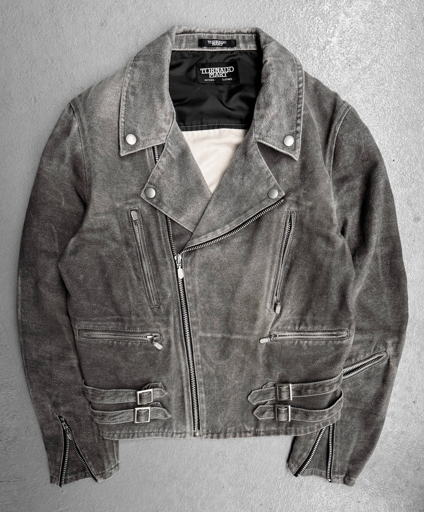 Tornado Mart Early 00s Grey Moleskin Cotton Rider Jacket
