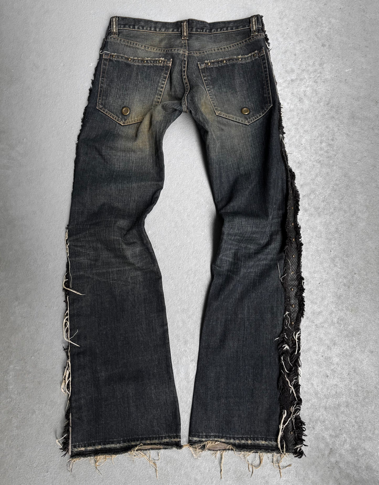 LED RECHWE Early 00s Python Skin Western Frayed Flare Denim