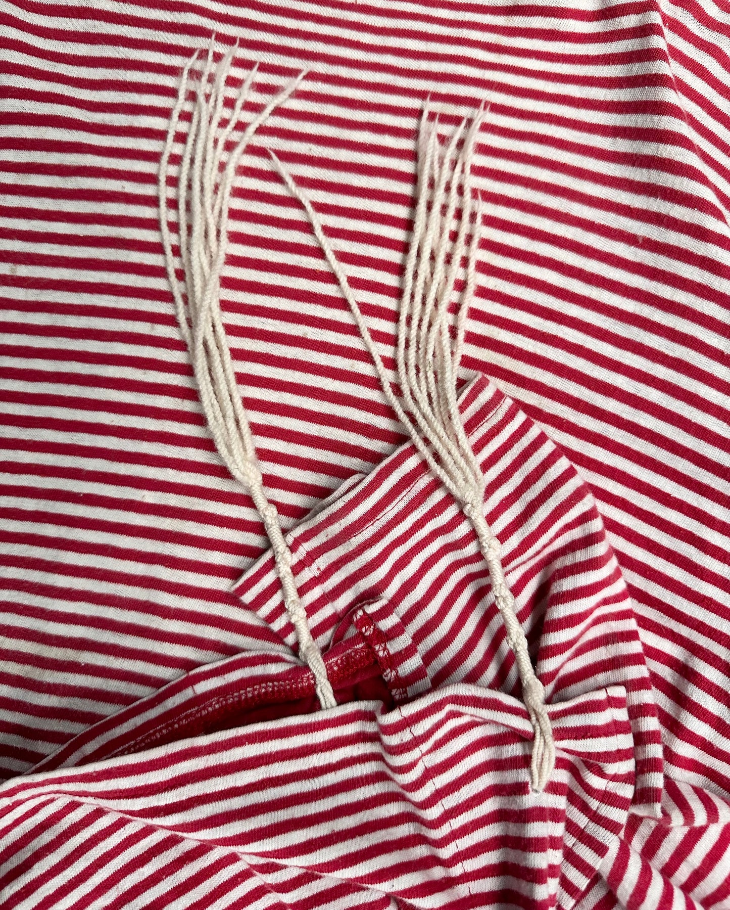 UNUSED Japan Early 00s Tzitzit Tassles Stripe Long-sleeves