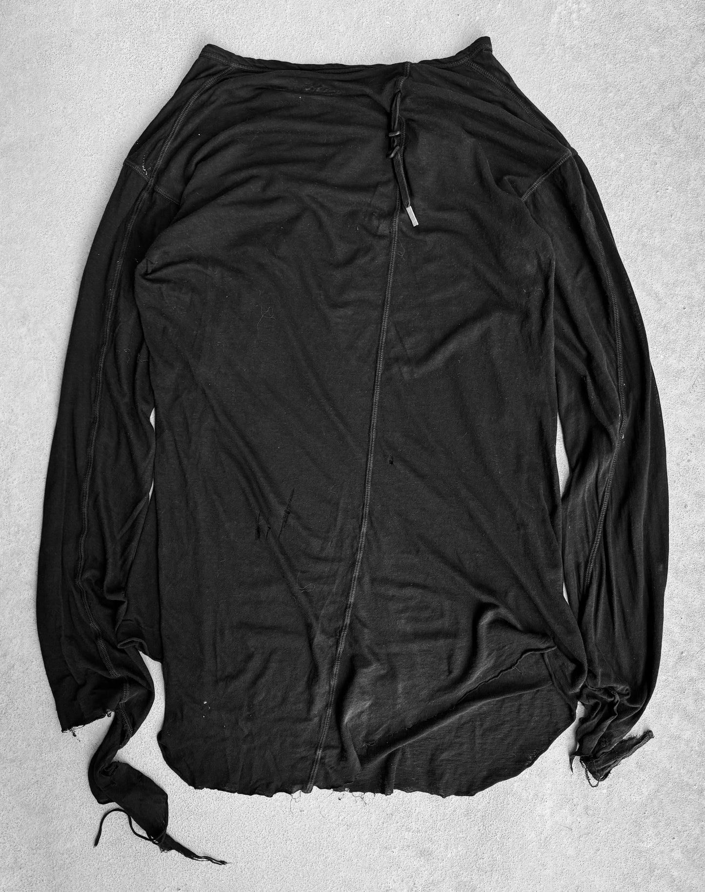 Boris Bidjan Saberi AW14-15 Black Object-dyed Asymmetrical Raw Hem Long-sleeves